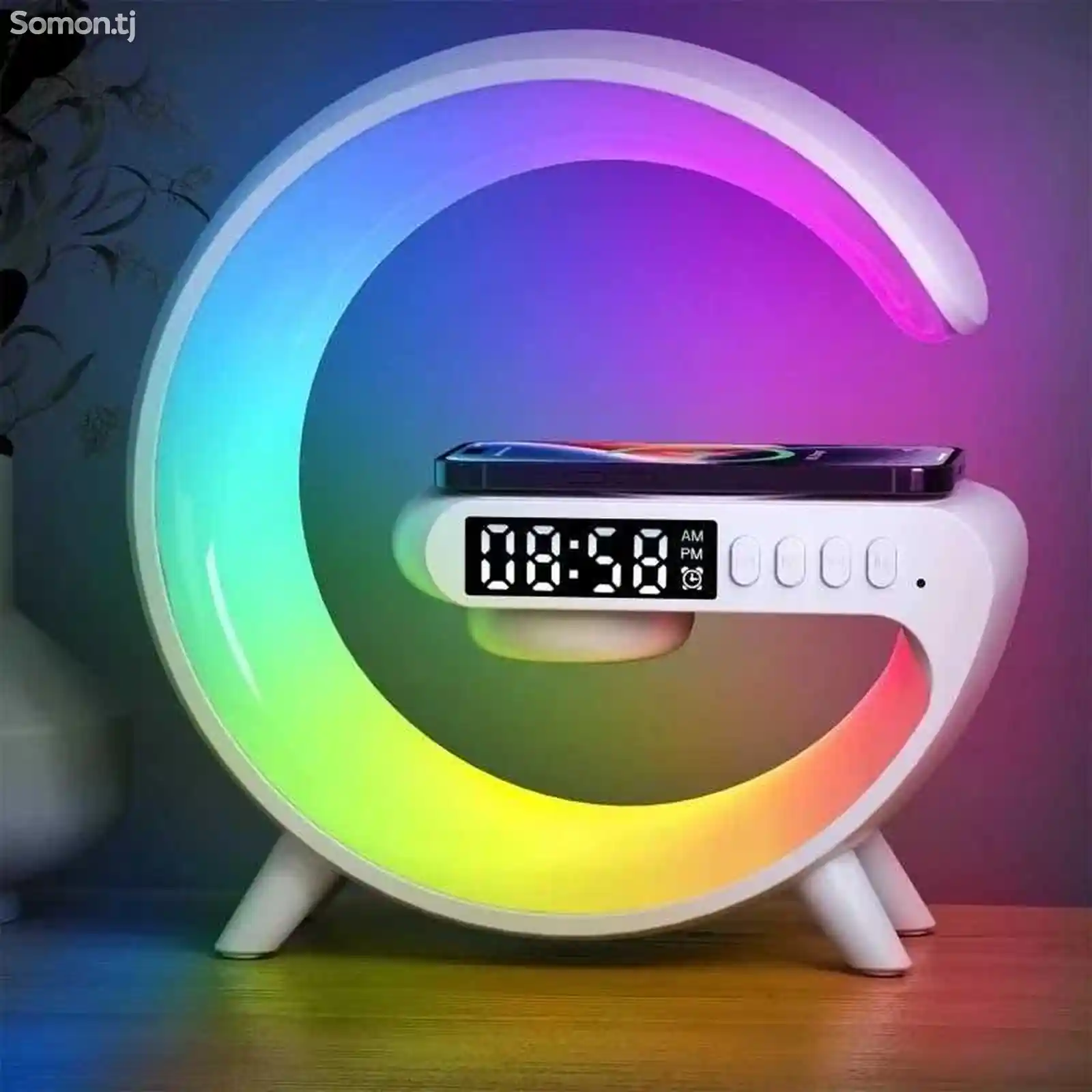Умный RGB-светильник с колонкой и беспроводной зарядкой-3
