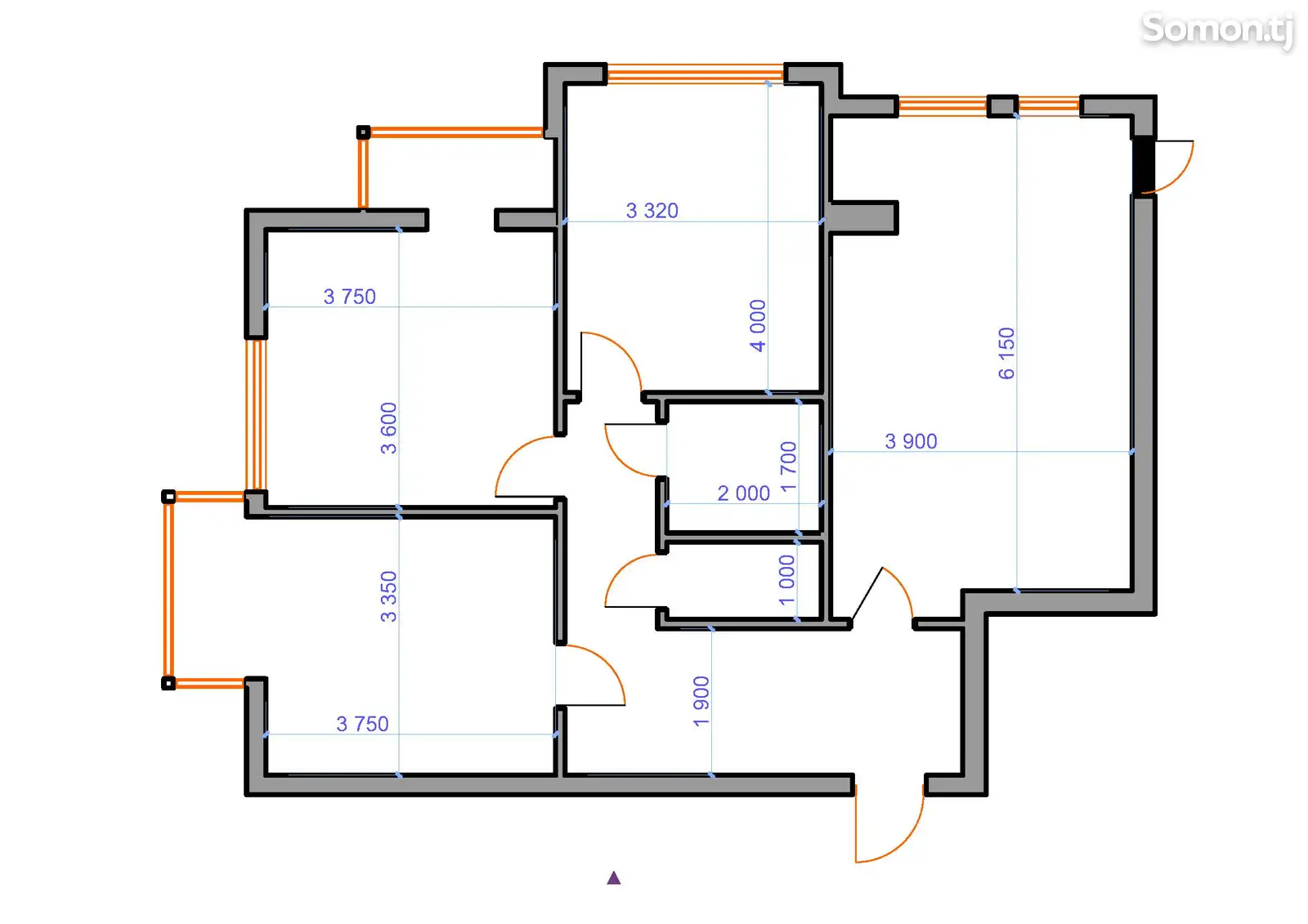 3-комн. квартира, 7 этаж, 88 м², Сино-1