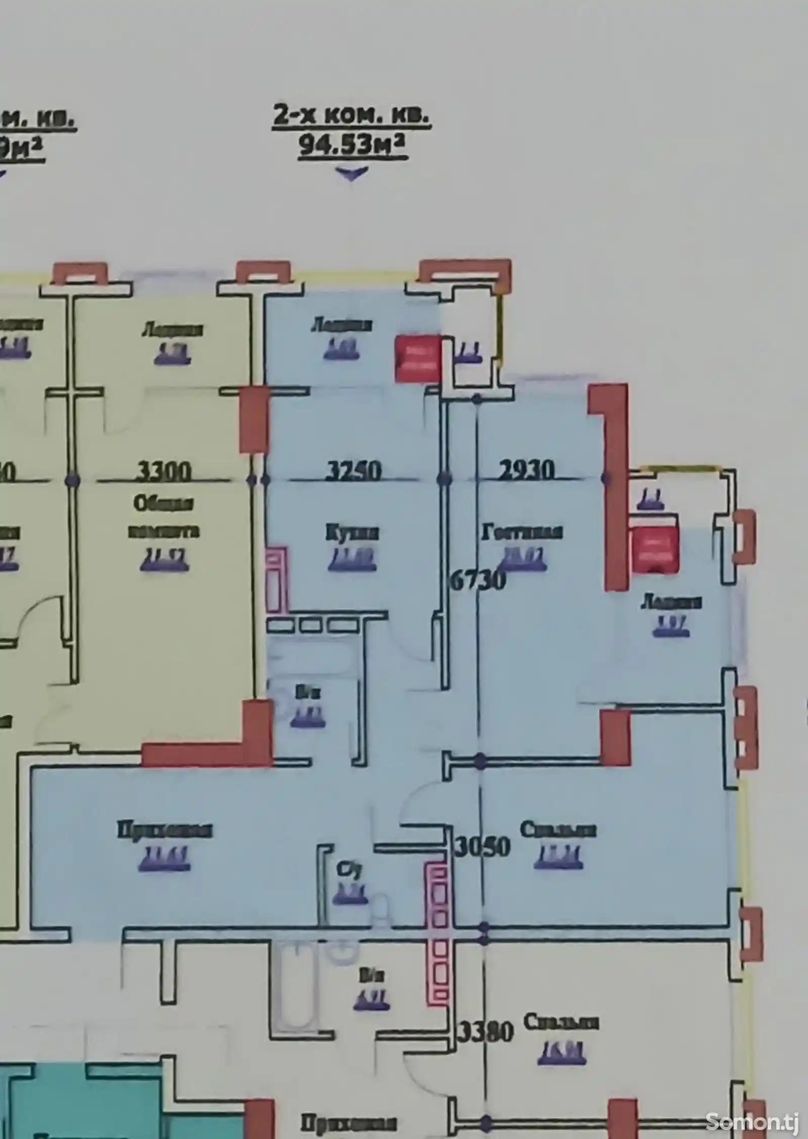 2-комн. квартира, 6 этаж, 95 м², Фирдавси 2-3