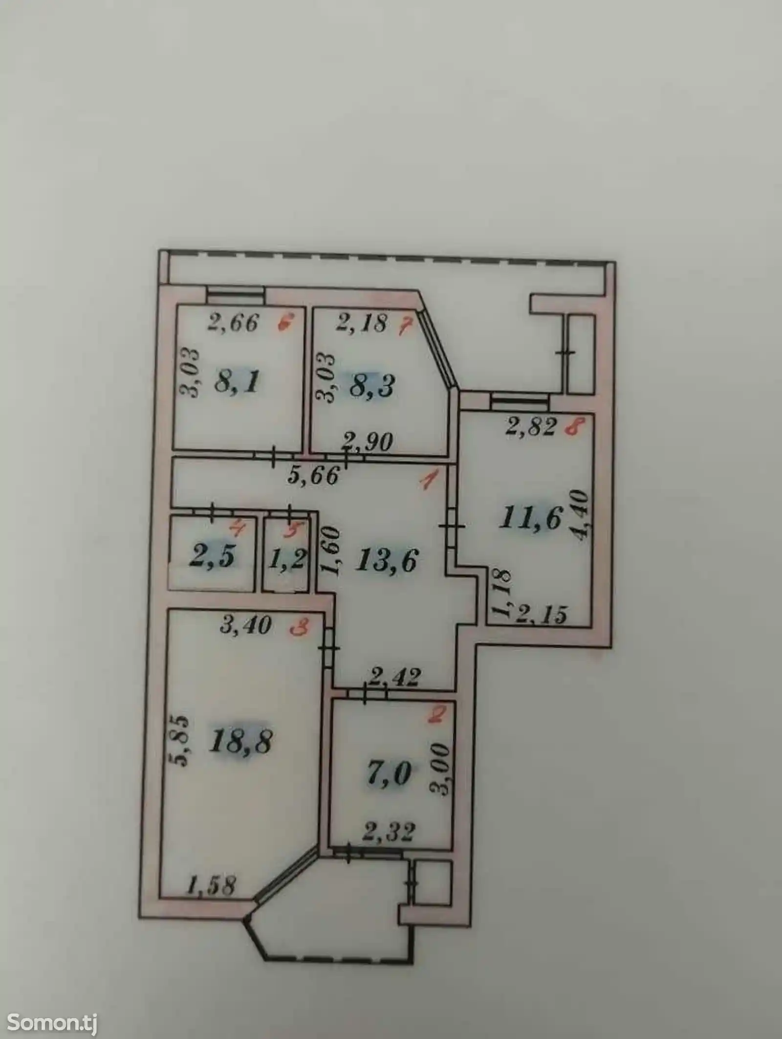 4-комн. квартира, 2 этаж, 80 м², И. Сомони-7