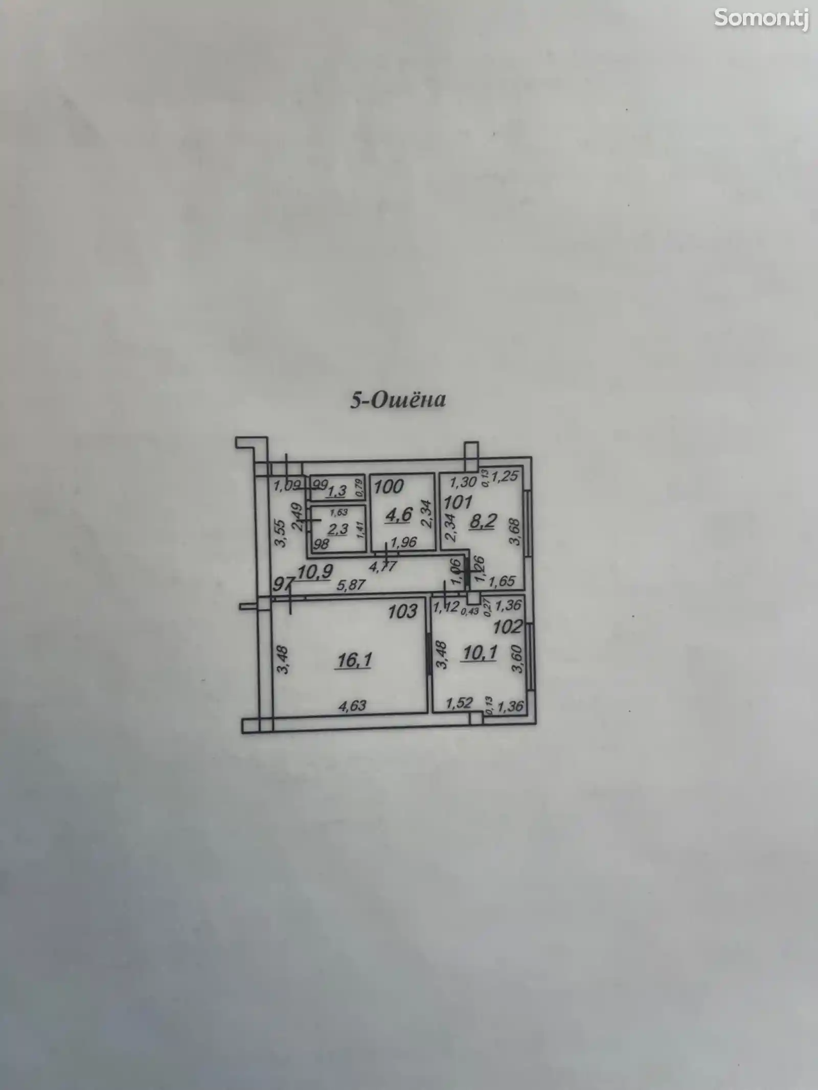 3-комн. квартира, 5 этаж, 54 м², Шохмансур 3-2