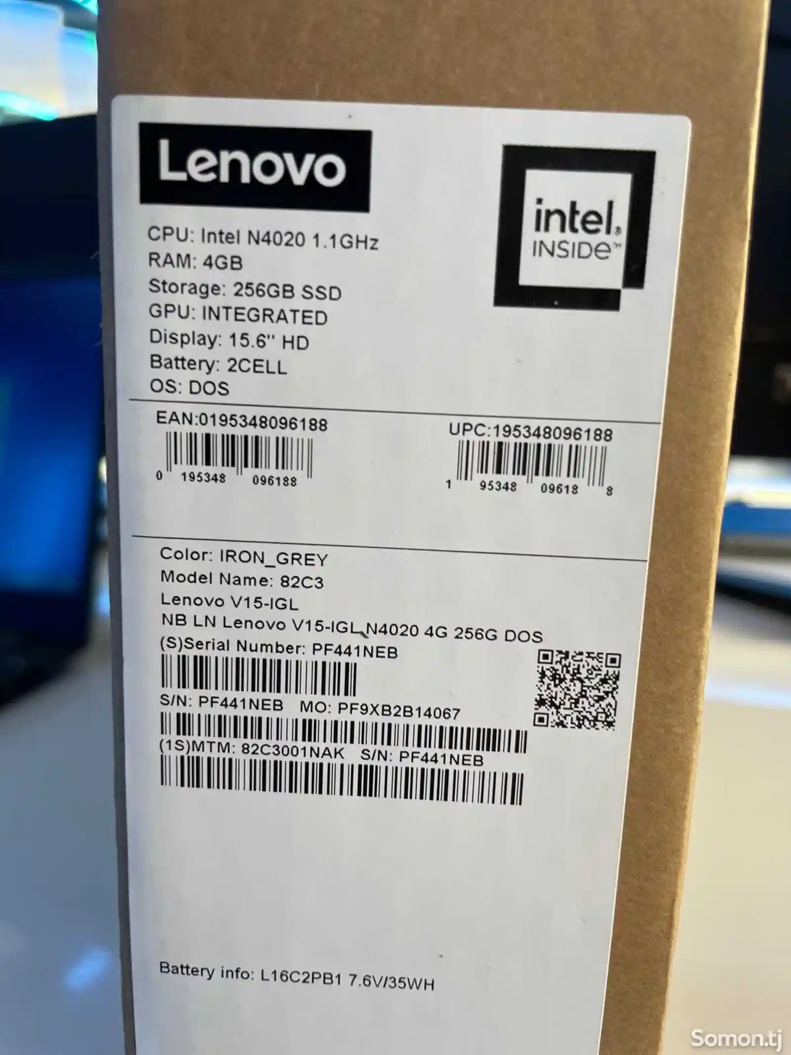 Ноутбук Lenovo celeron 4/SSD256GB-7