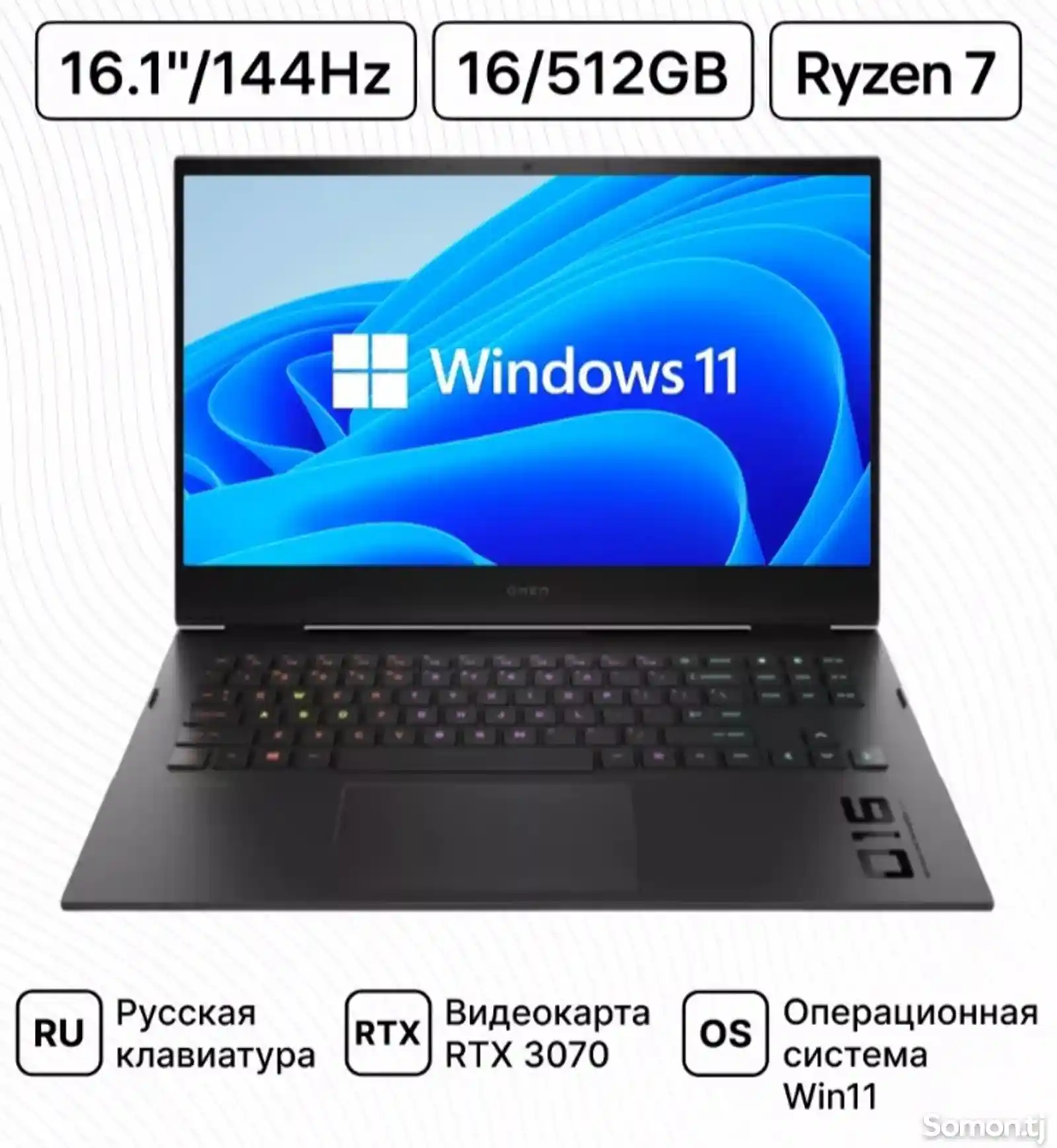 Игровой ноутбук HP Omen 16 - Ryzen 7-1
