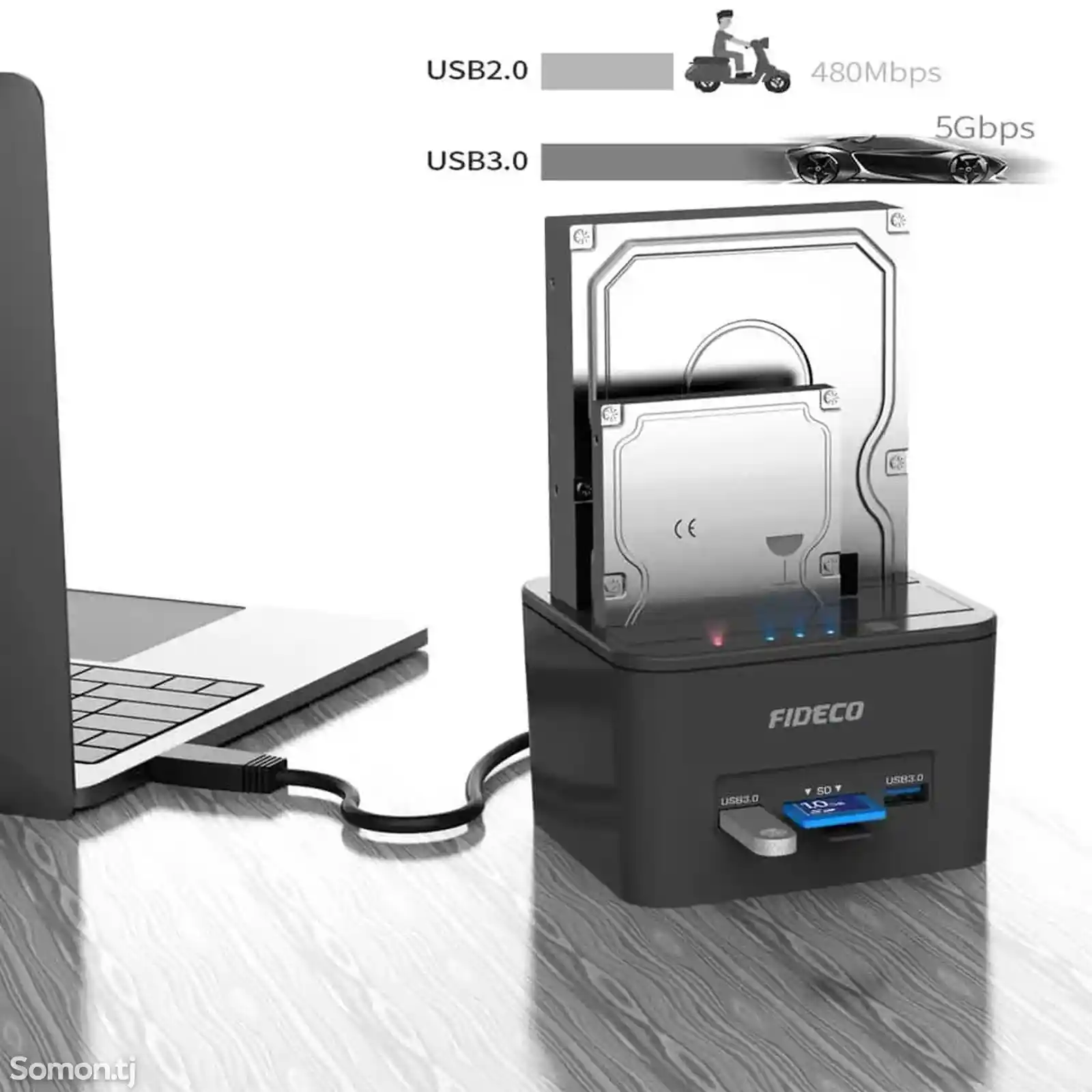 Док-станция FIDECO Hard Drive Docking Station, USB 3.0 SATA to HDD Docking Station for 2.5 &-1