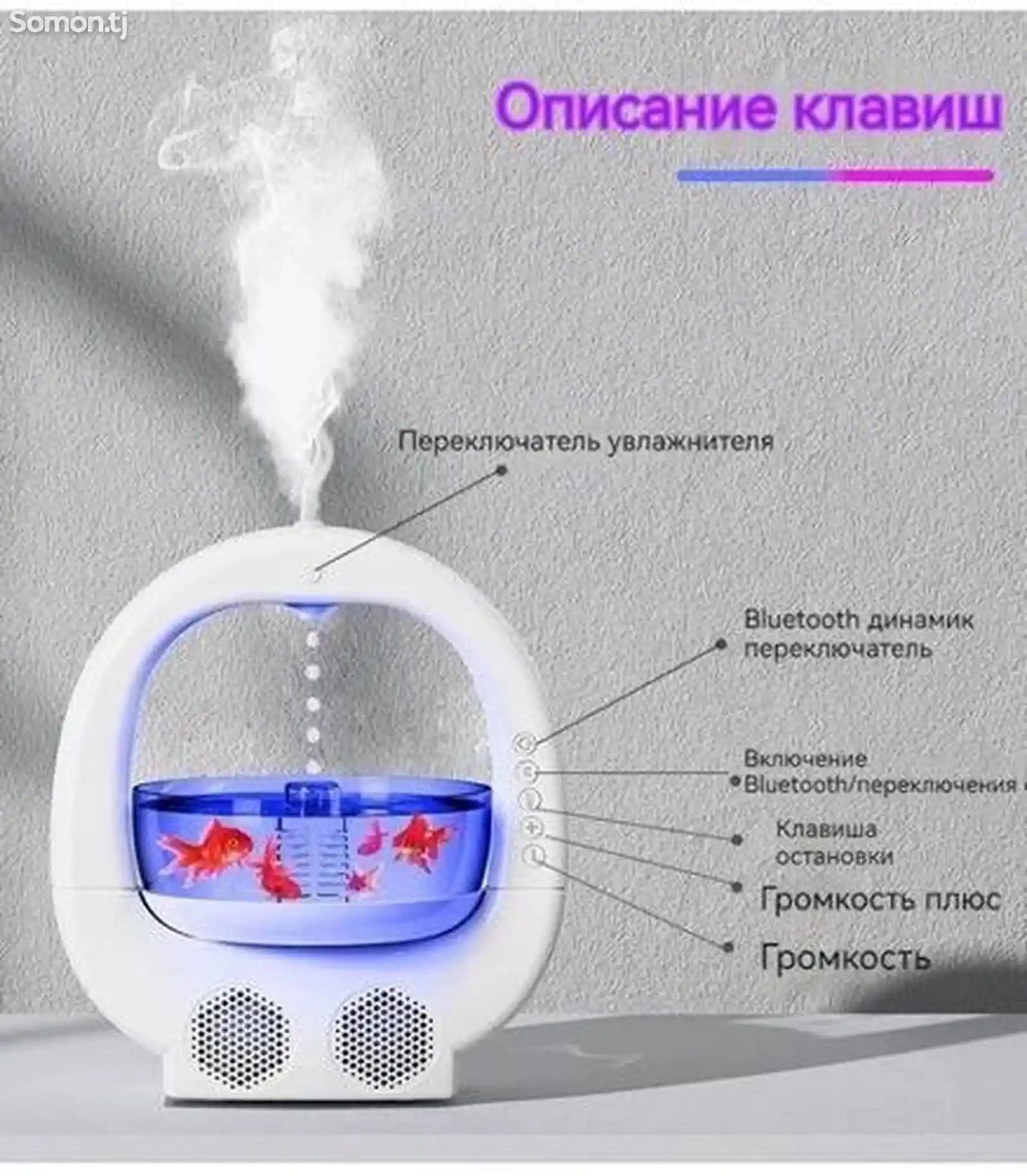 Антигравитационный увлажнитель воздуха Аквариум с Bluetooth динамиком-7