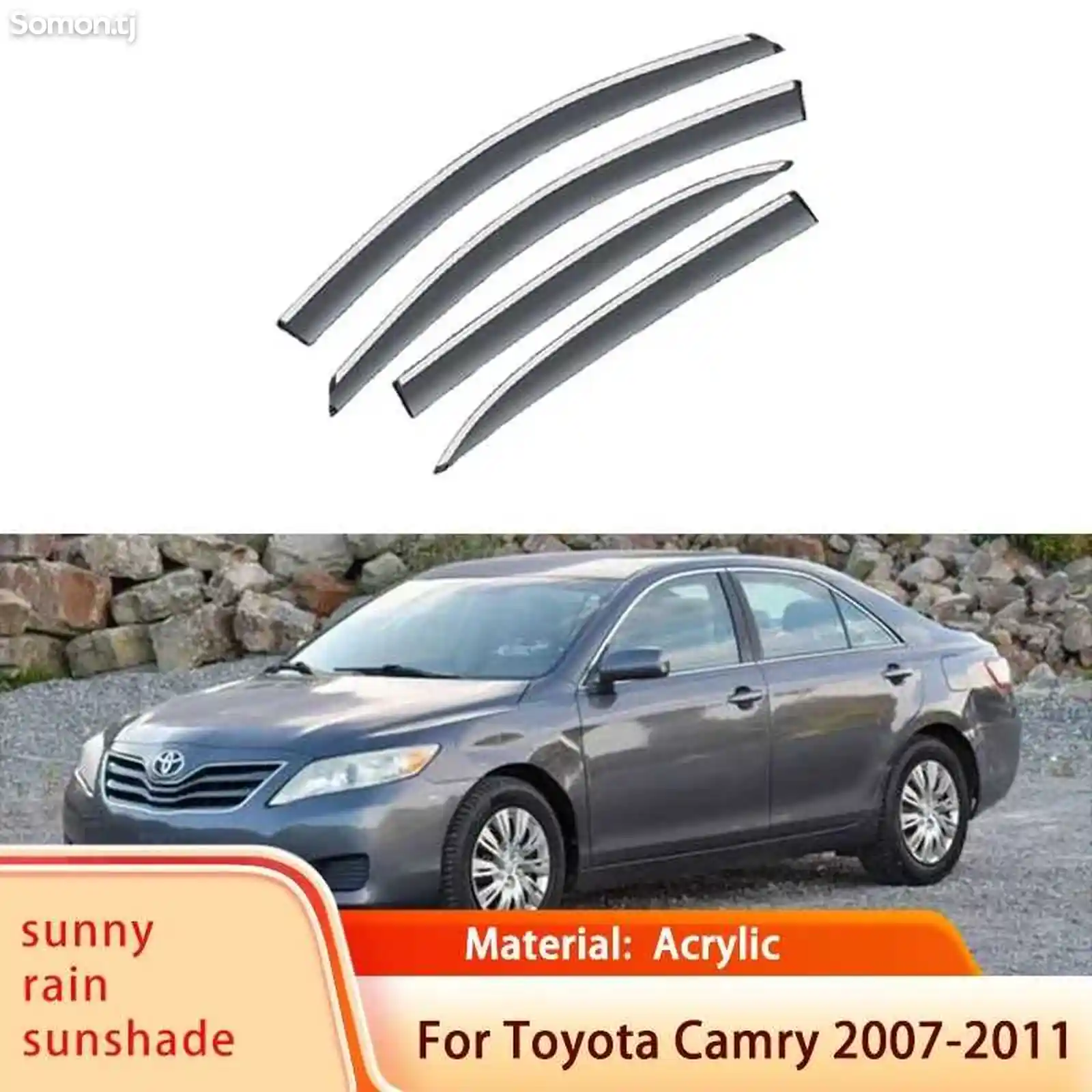 Дефлекторы окон от Toyota Camry 2 хром-1