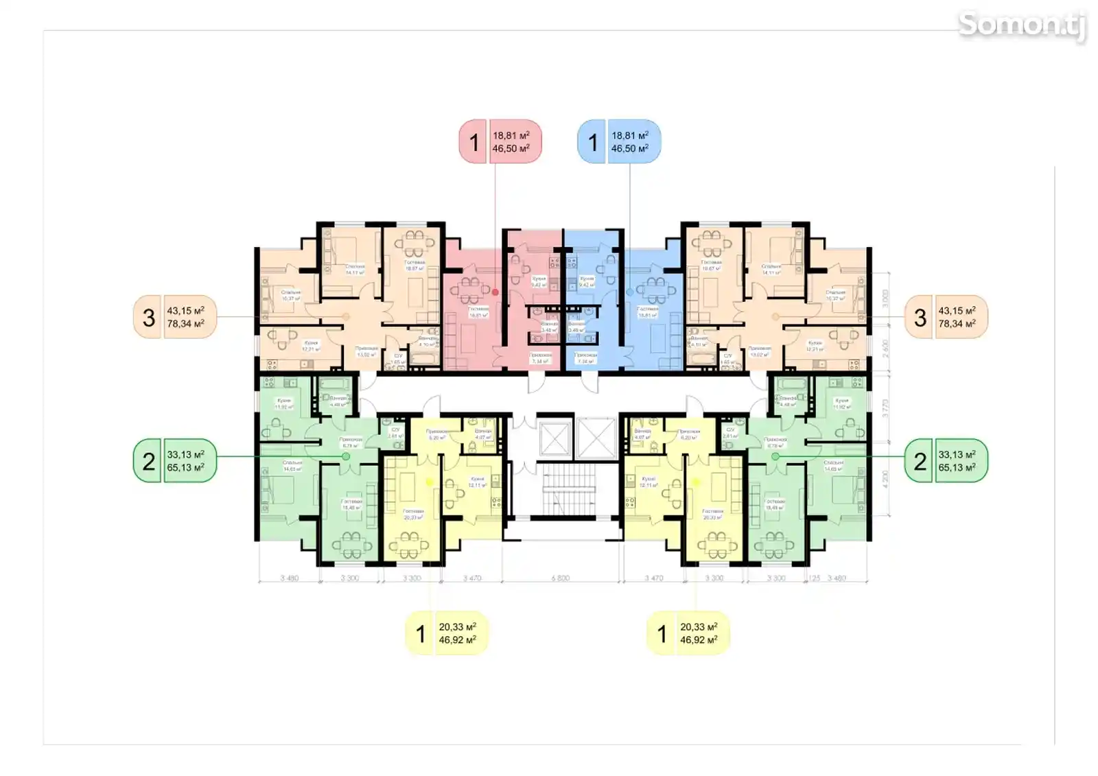 3-комн. квартира, 5 этаж, 78 м², 20 мкр-5