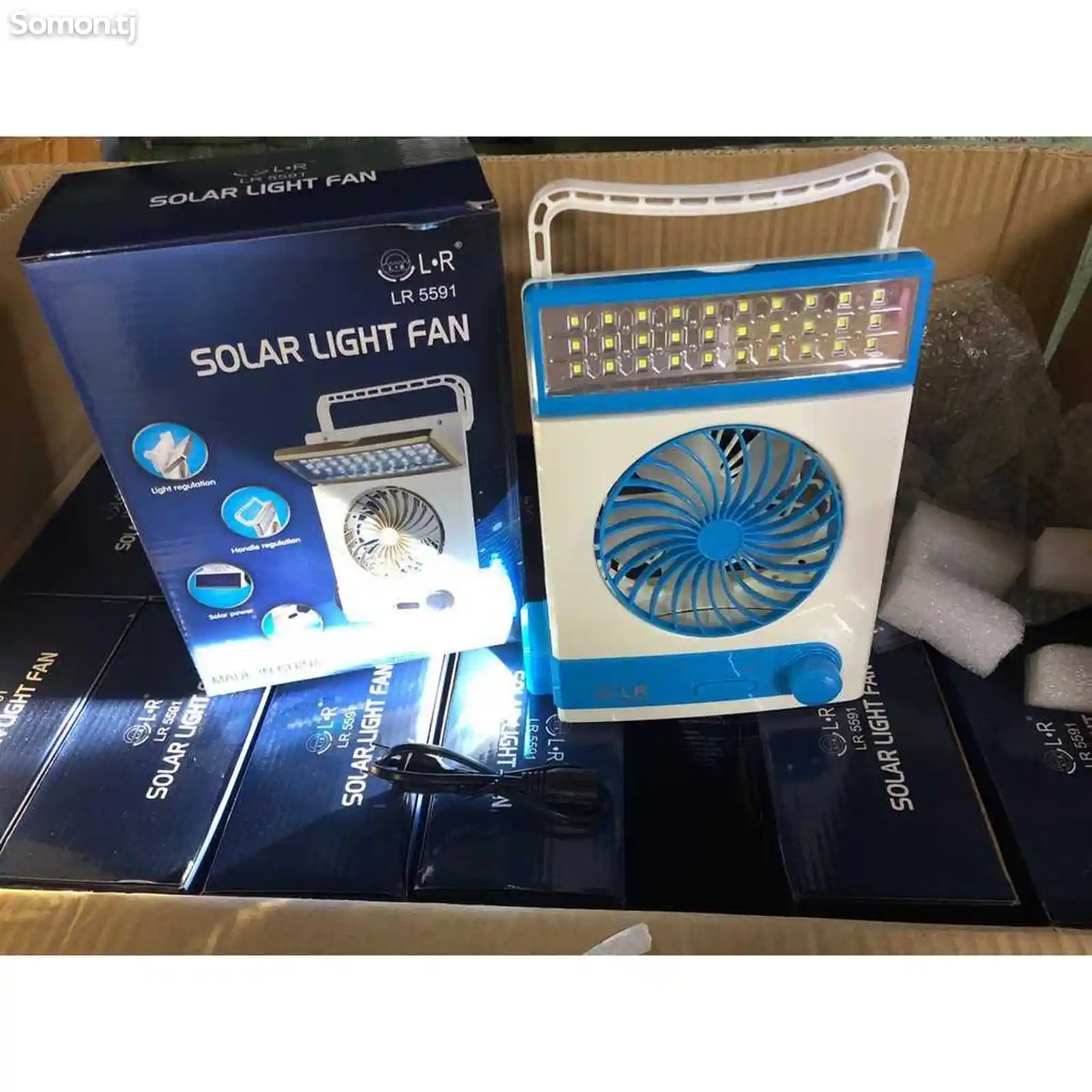 Портативный вентилятор с фонариком Solar LD 5591-3