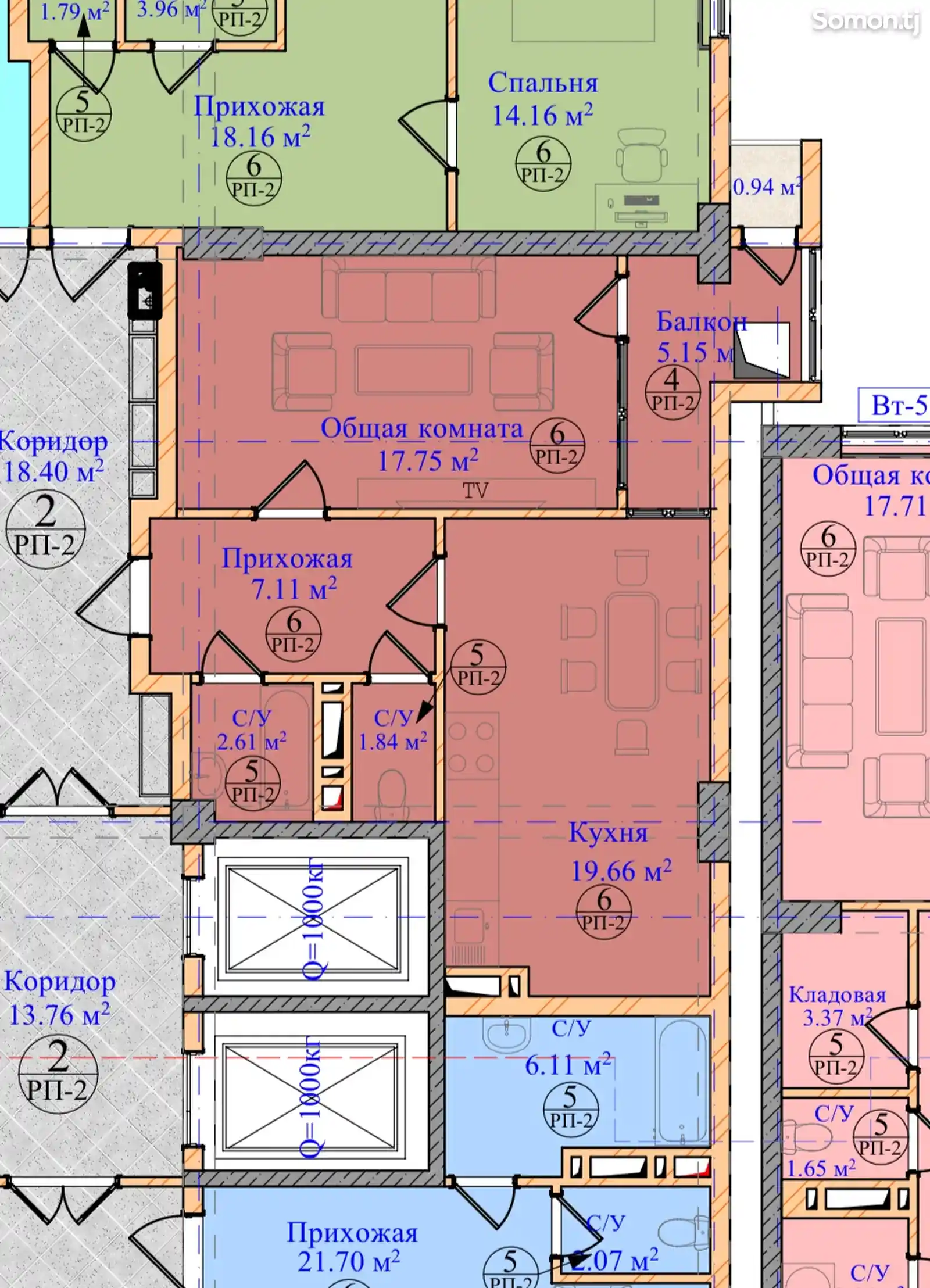 1-комн. квартира, 15 этаж, 56 м², Танк, УВД-2