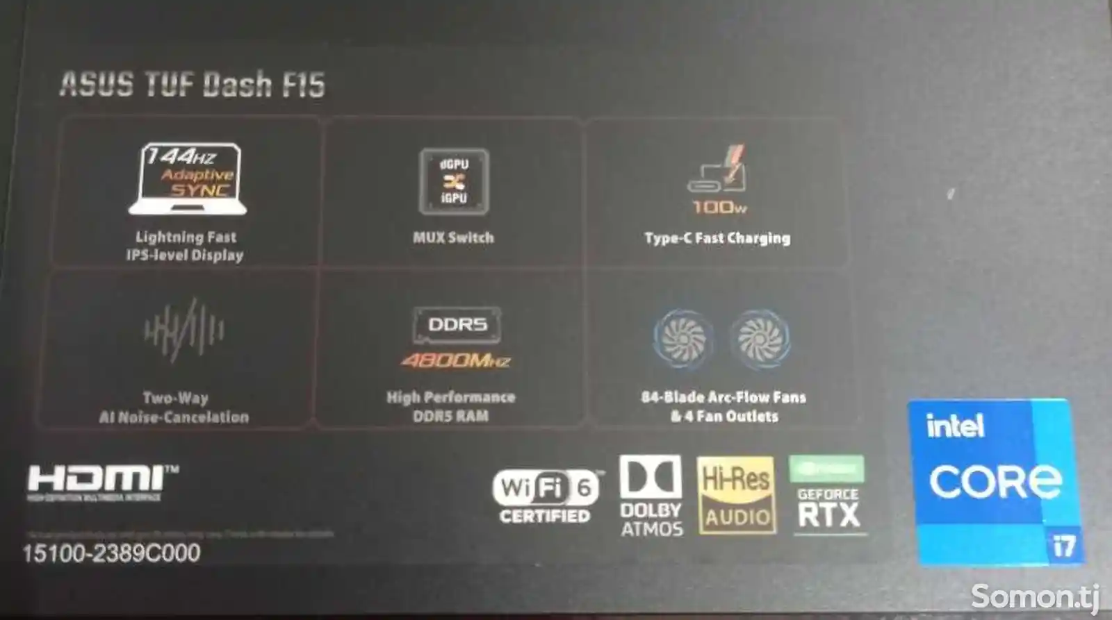Ноутбук Asus Tuf Dash Gaming FX517Z intel core i7-2