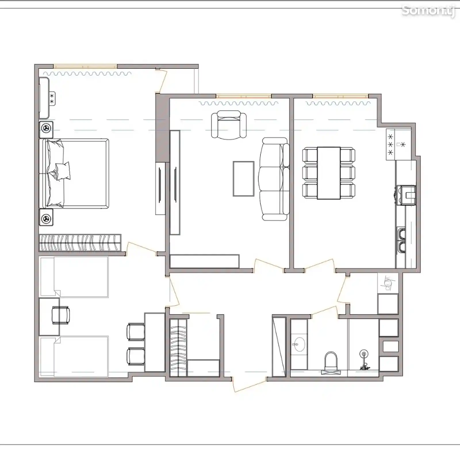 2-комн. квартира, 7 этаж, 87 м², Казинои Саидшох-6