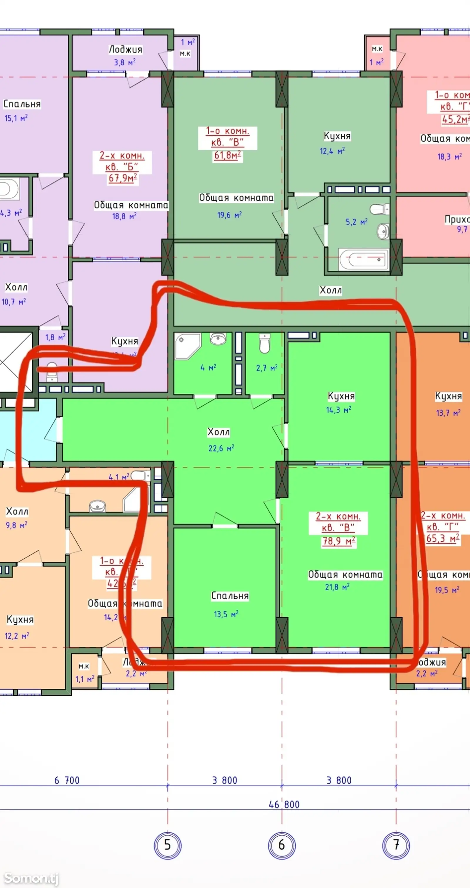 3-комн. квартира, 10 этаж, 79 м², 12мкр-1