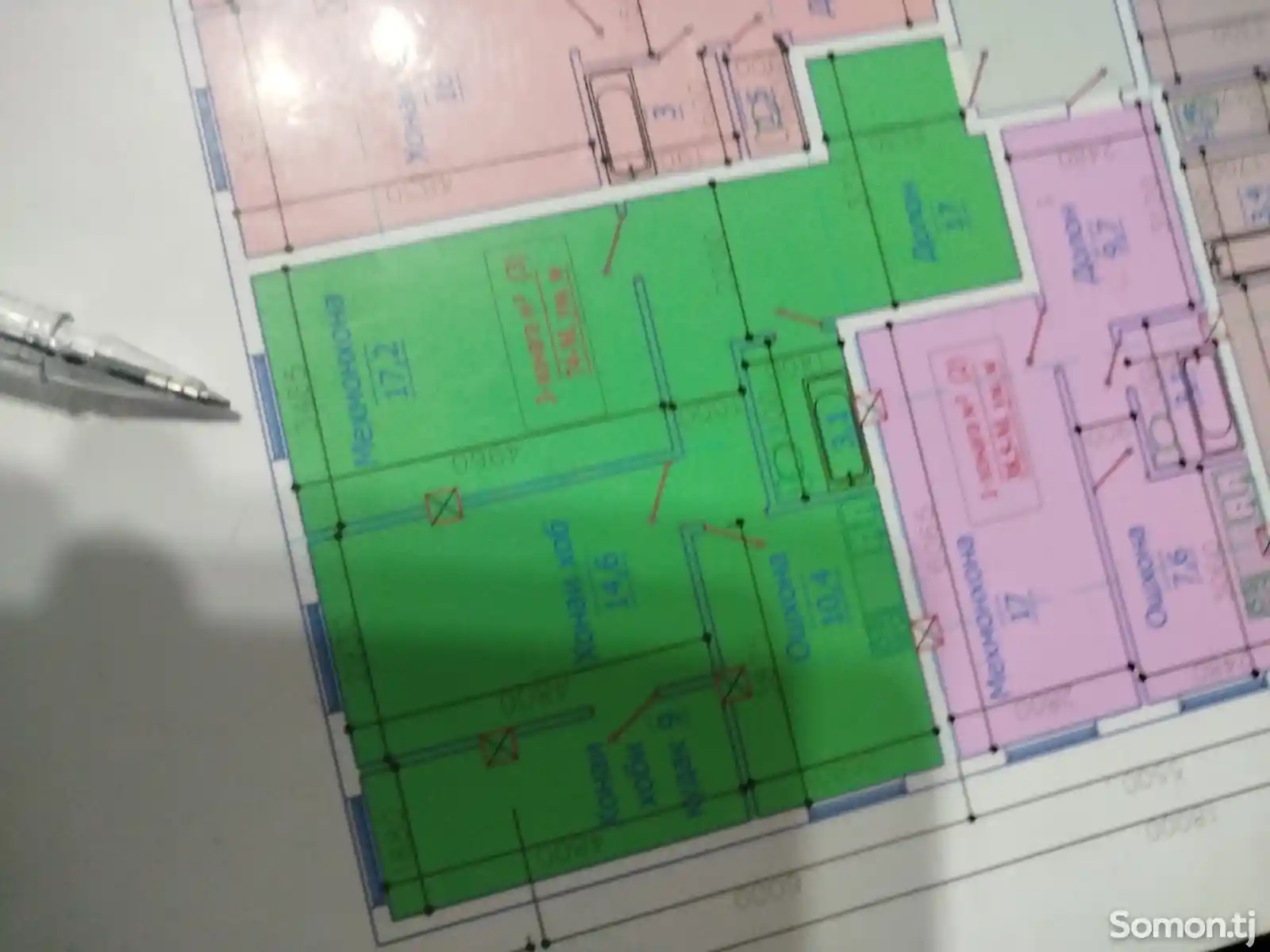 3-комн. квартира, 2 этаж, 74 м²,поворот Ленинград