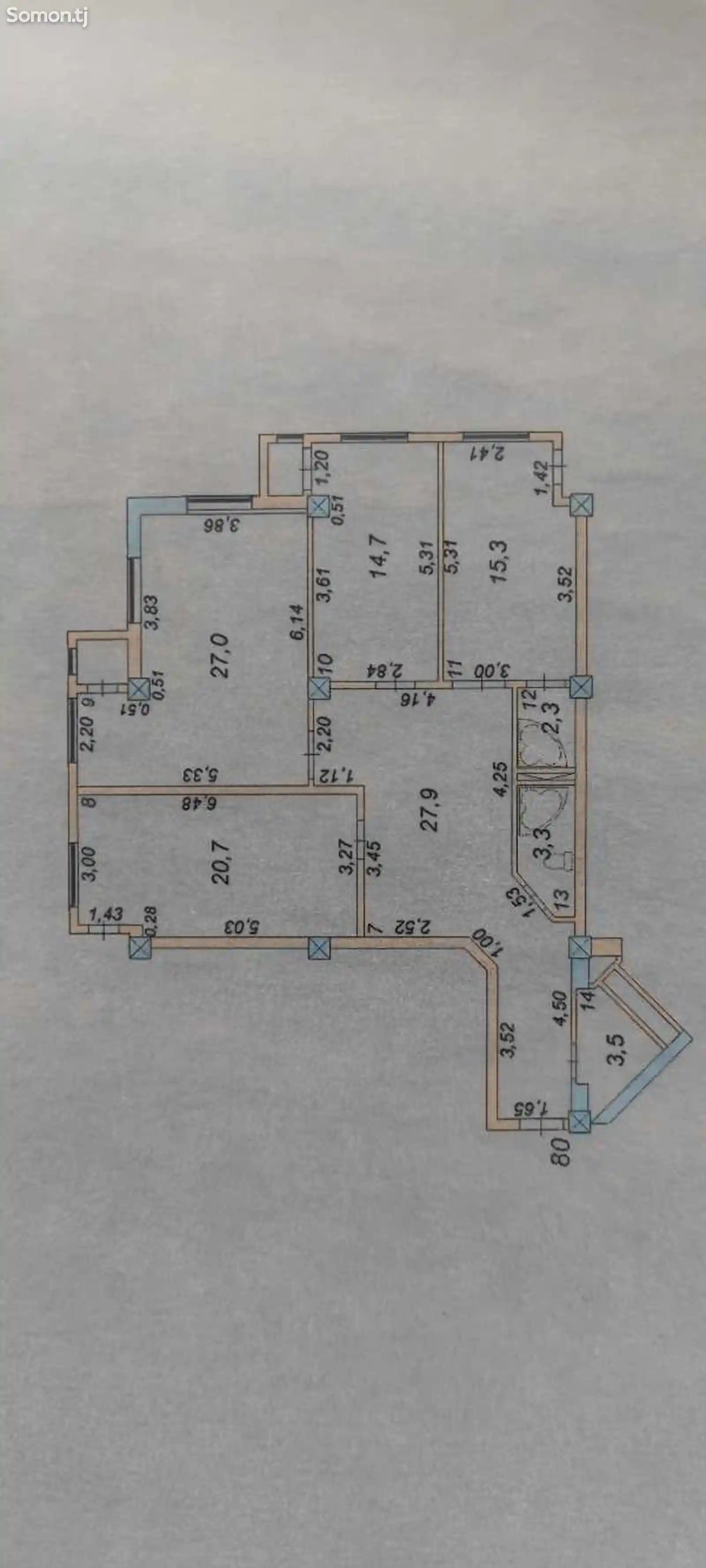 3-комн. квартира, 7 этаж, 115 м², Шохмансур, поворот Аэропорта-11