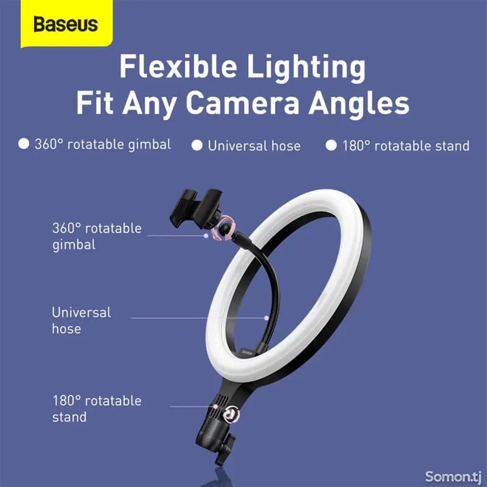 Штатив Baseus Live Stream Holder-floor Stand 12 inch Light Ring Black-5