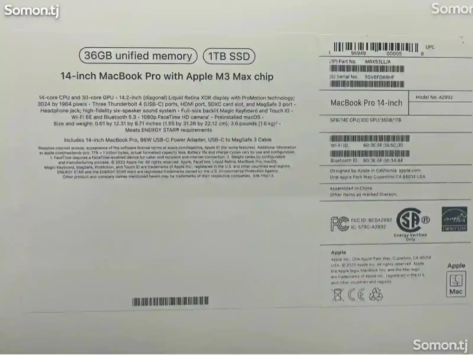 Ноутбук MacBook M3 max 36/1tb 14.2inch-2