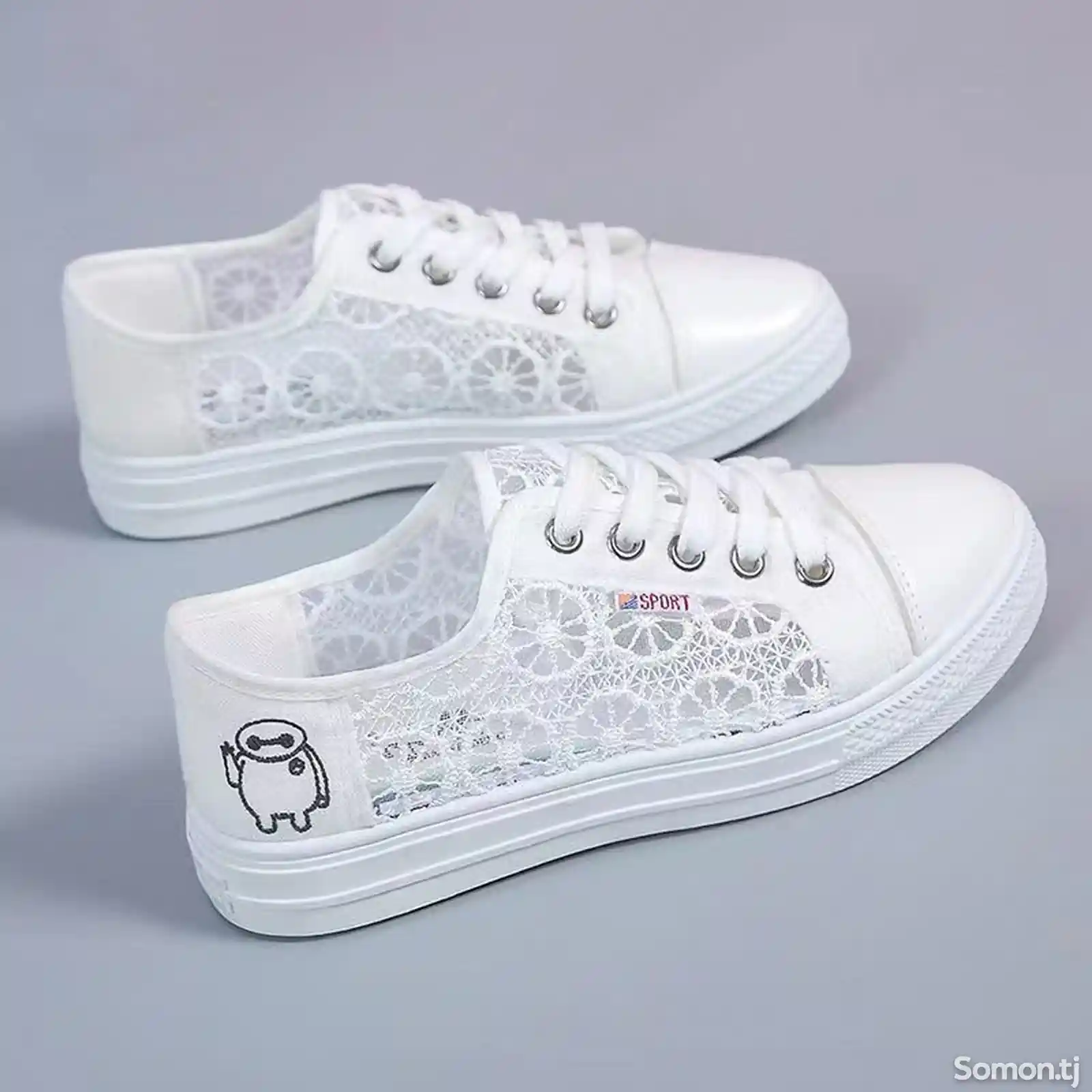 Белые кружевные кроссовки-1