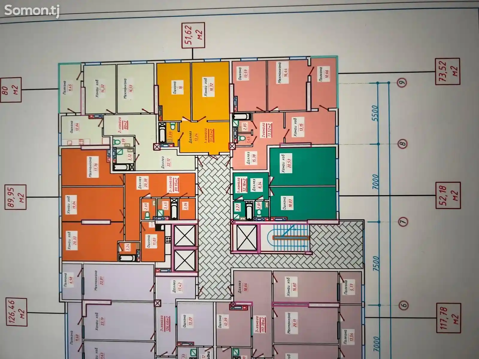 2-комн. квартира, 6 этаж, 74 м², шохмансур-3