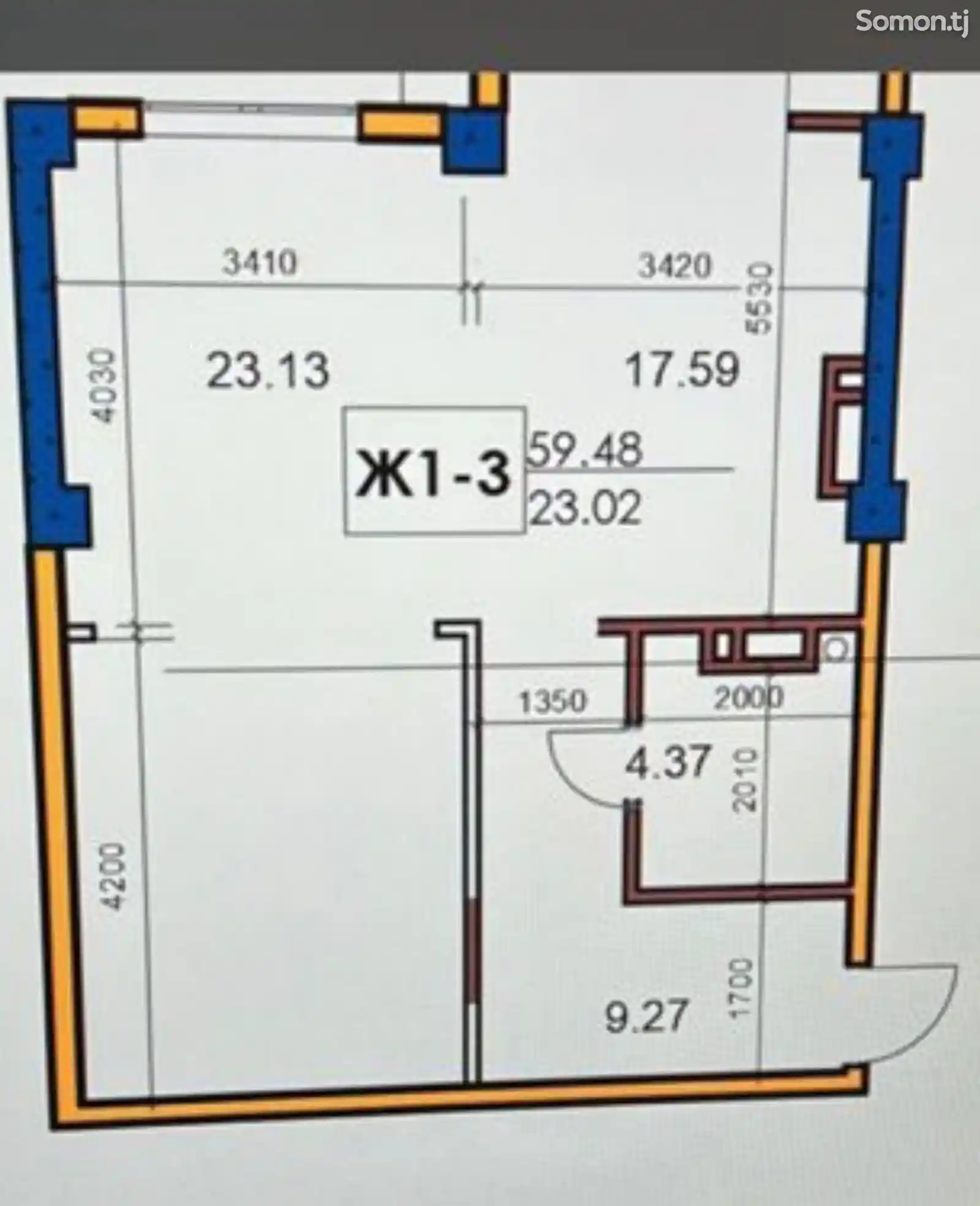 1-комн. квартира, 16 этаж, 60 м², Чулочная фабрика, ЖК "Бустон сити"-2