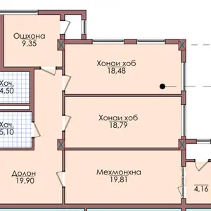 3-комн. квартира, 16 этаж, 95 м², Шохмансур