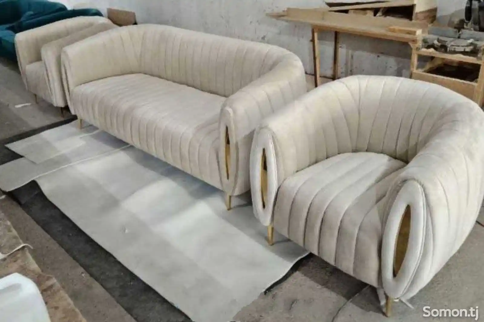 Тройка диван кресло в стиле хайтек Oval-1