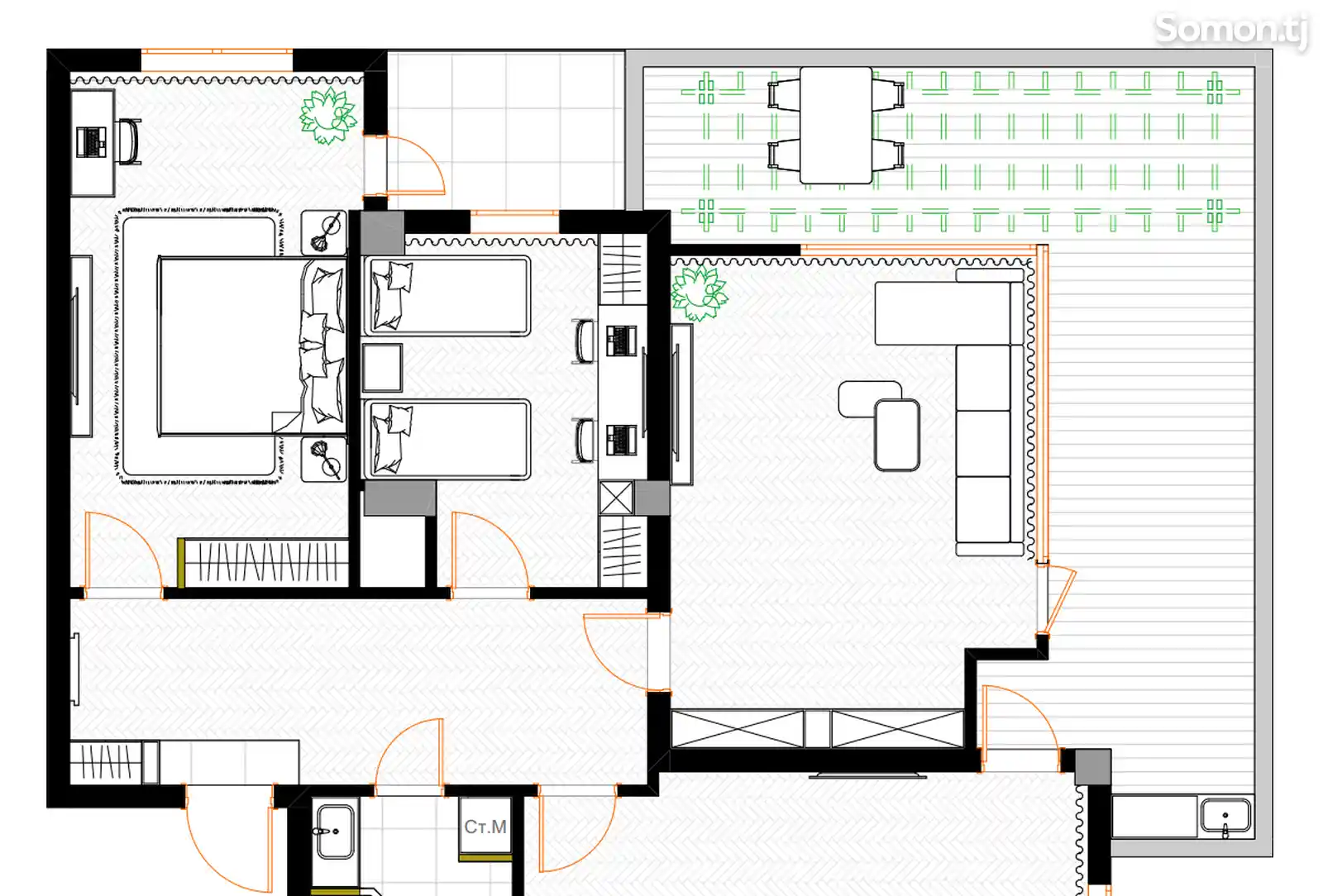 2-комн. квартира, 11 этаж, 117 м², Танк, Ослиные уши-3