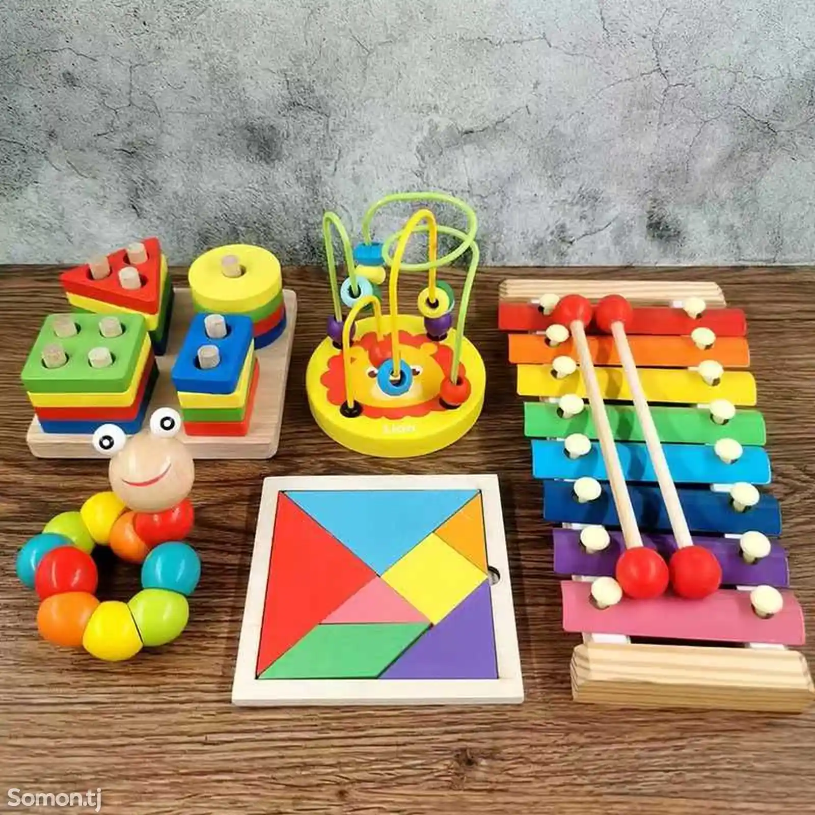 Комплект развивающих детских игрушек из дерева-2