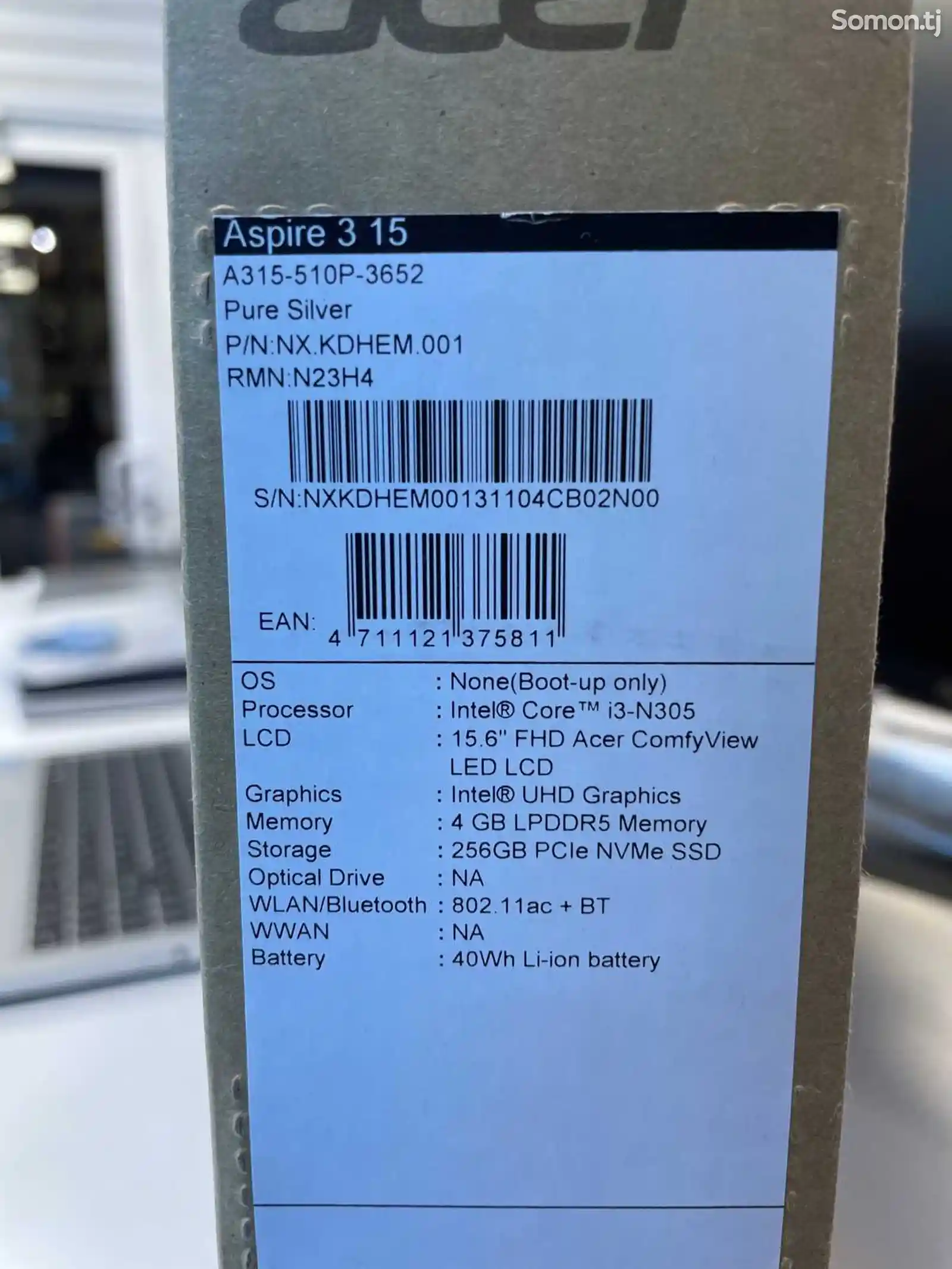 Ноутбук Acer Core i3-N305 4/SSD256GB 13TH GEN-7