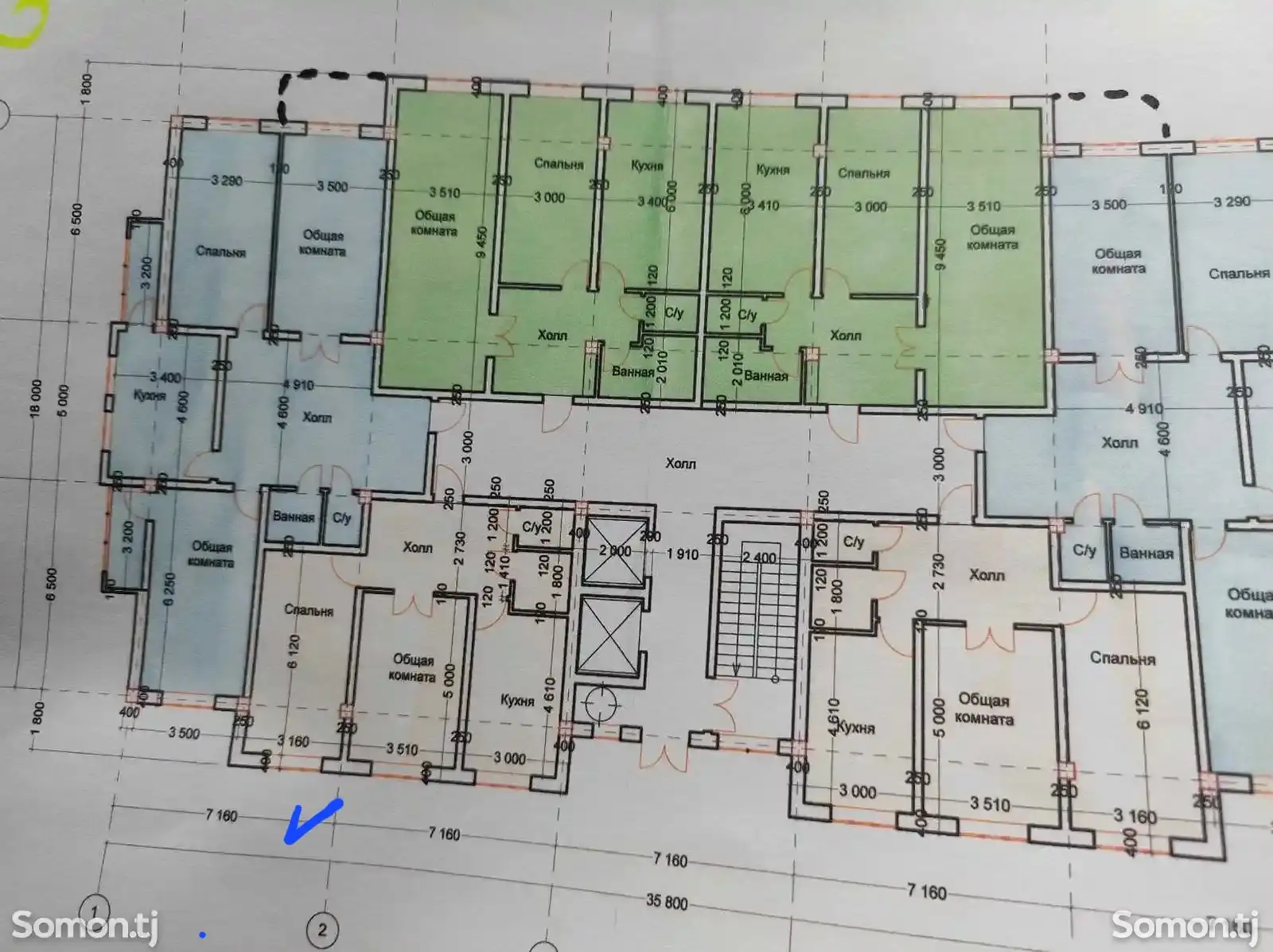 2-комн. квартира, 5 этаж, 86 м², Чахони нав-3