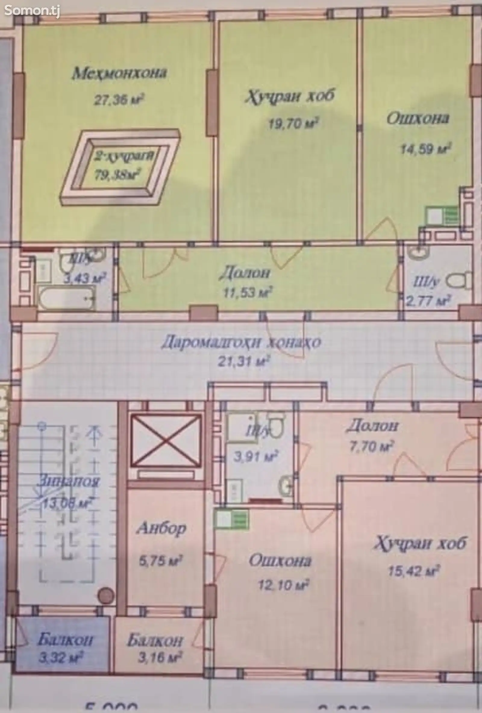 2-комн. квартира, 4 этаж, 80 м², 20 мкр-2