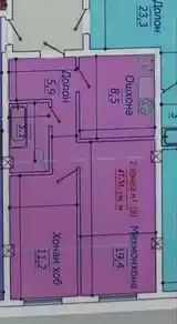 2-комн. квартира, 5 этаж, 47 м², Назди масчиди калон-3