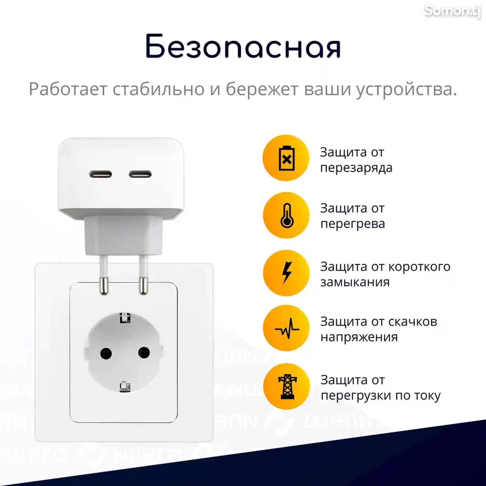 Быстрая зарядка для iPhone, iPad с 2 разъемами Type-C, 35 Вт / USB C+C / Origina-2