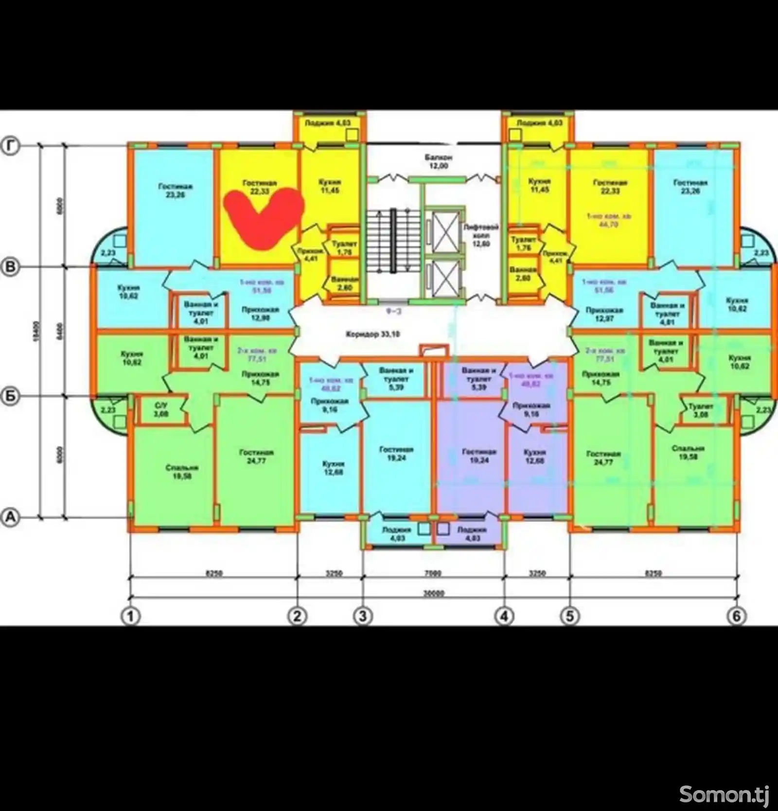 1-комн. квартира, 9 этаж, 47 м², Панчшанбе