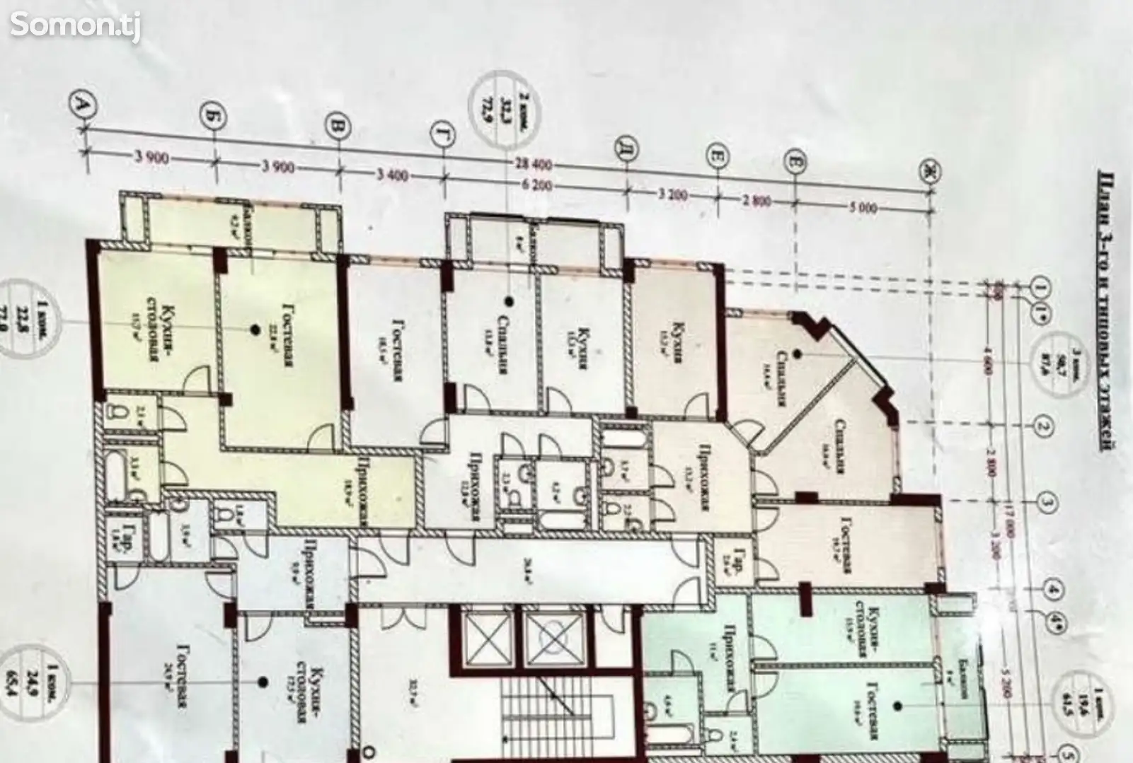 2-комн. квартира, 5 этаж, 73 м², 20 мкр ♧Рахими♧-4