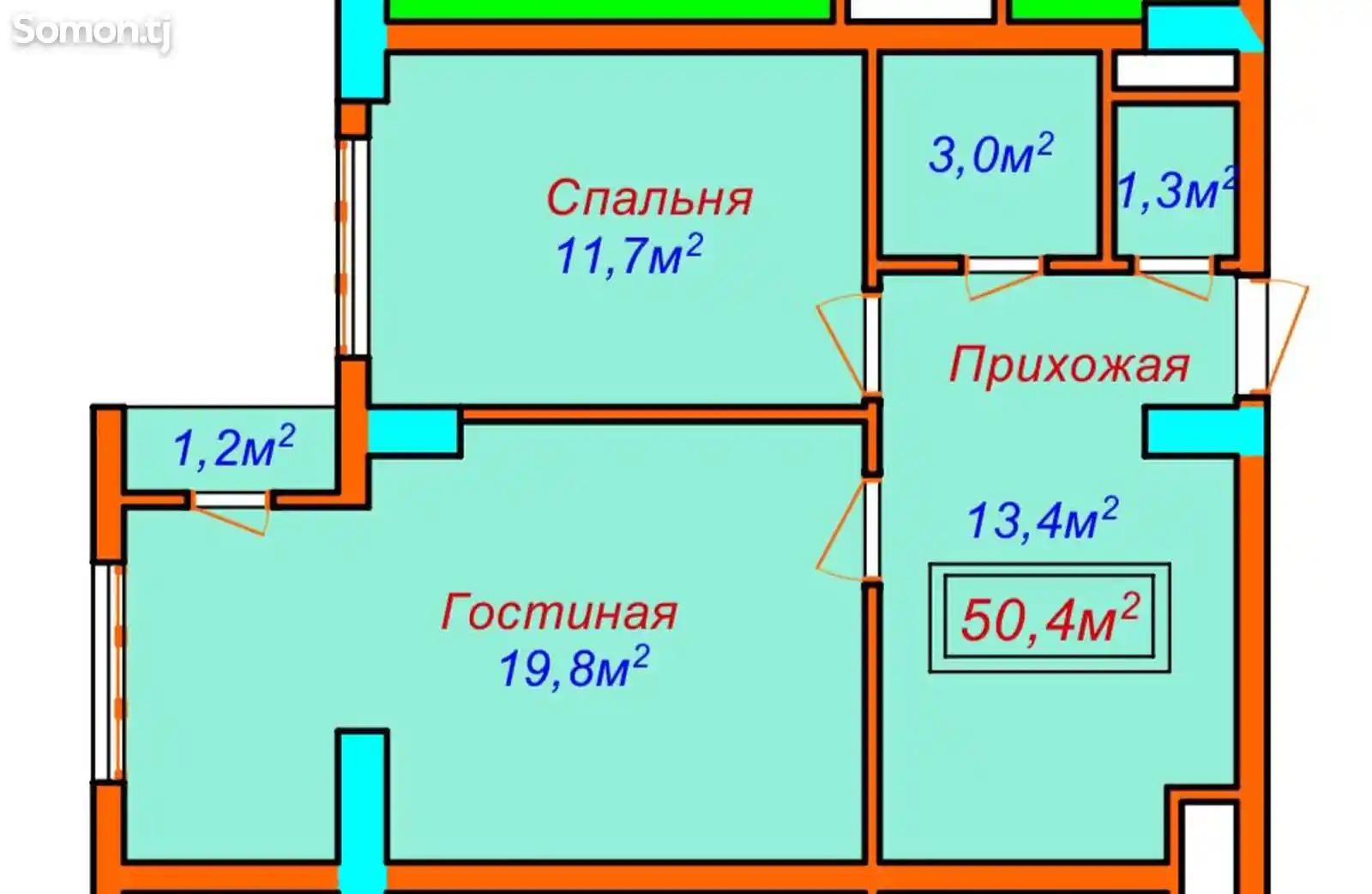 2-комн. квартира, 13 этаж, 52 м², Шомансур, проспект Айни-7