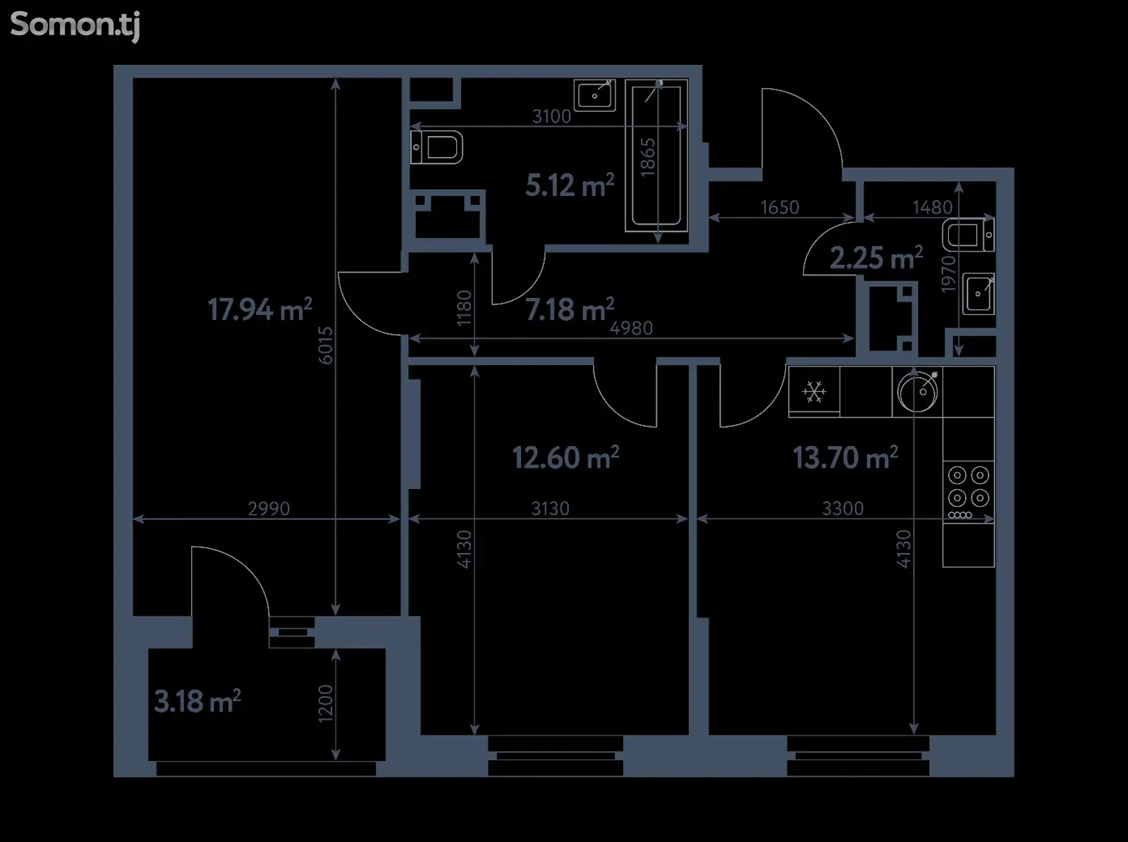 3-комн. квартира, 2 этаж, 68 м², Поворот Ленинграда