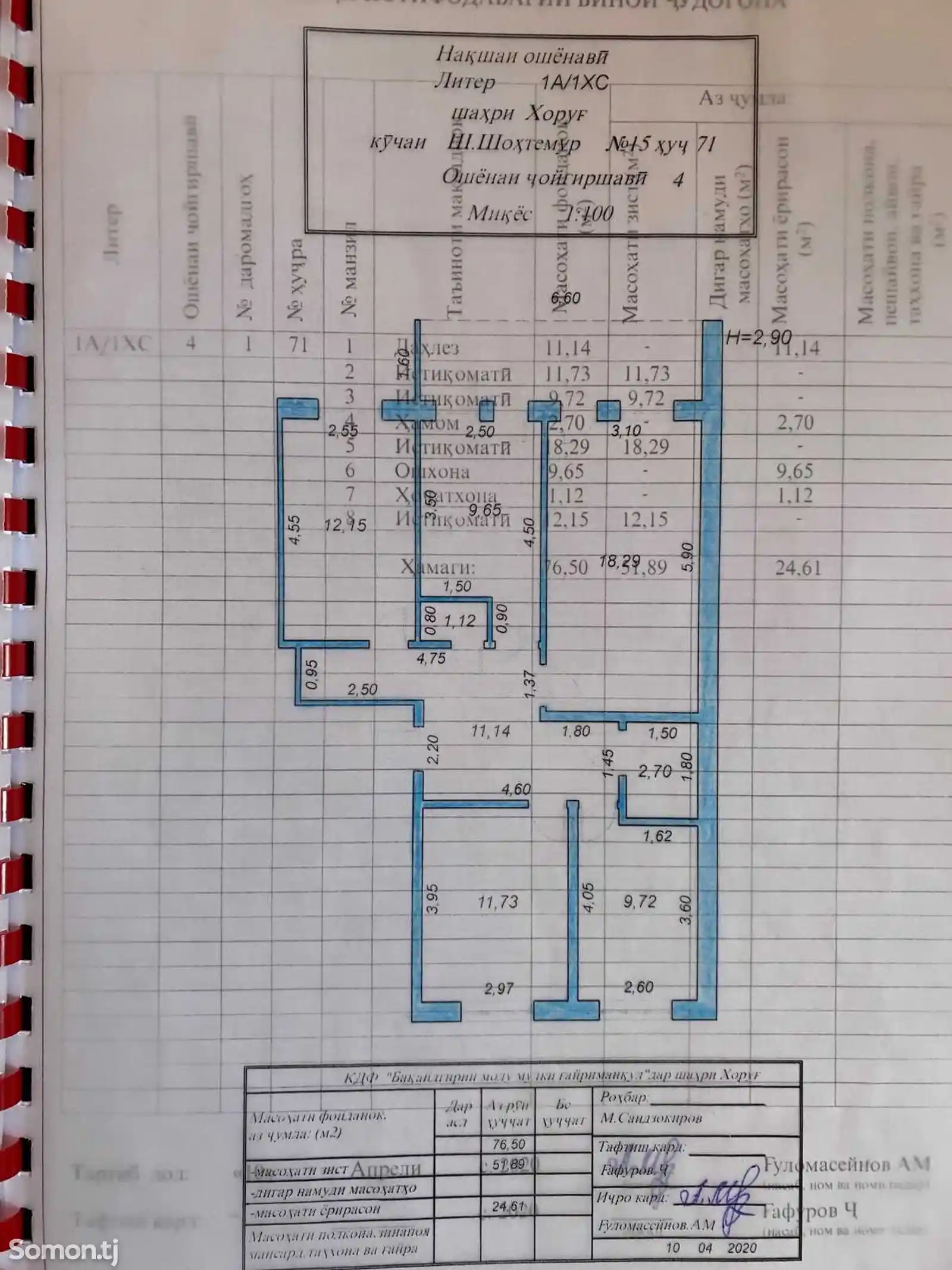 4-комн. квартира, 4 этаж, 80 м², Ш. Шохтемур-4