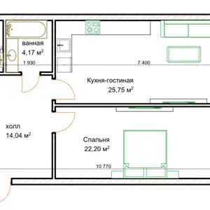 3-комн. квартира, 4 этаж, 71 м², Исмоили Сомони