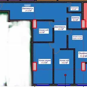 3-комн. квартира, 5 этаж, 100 м², Казокон