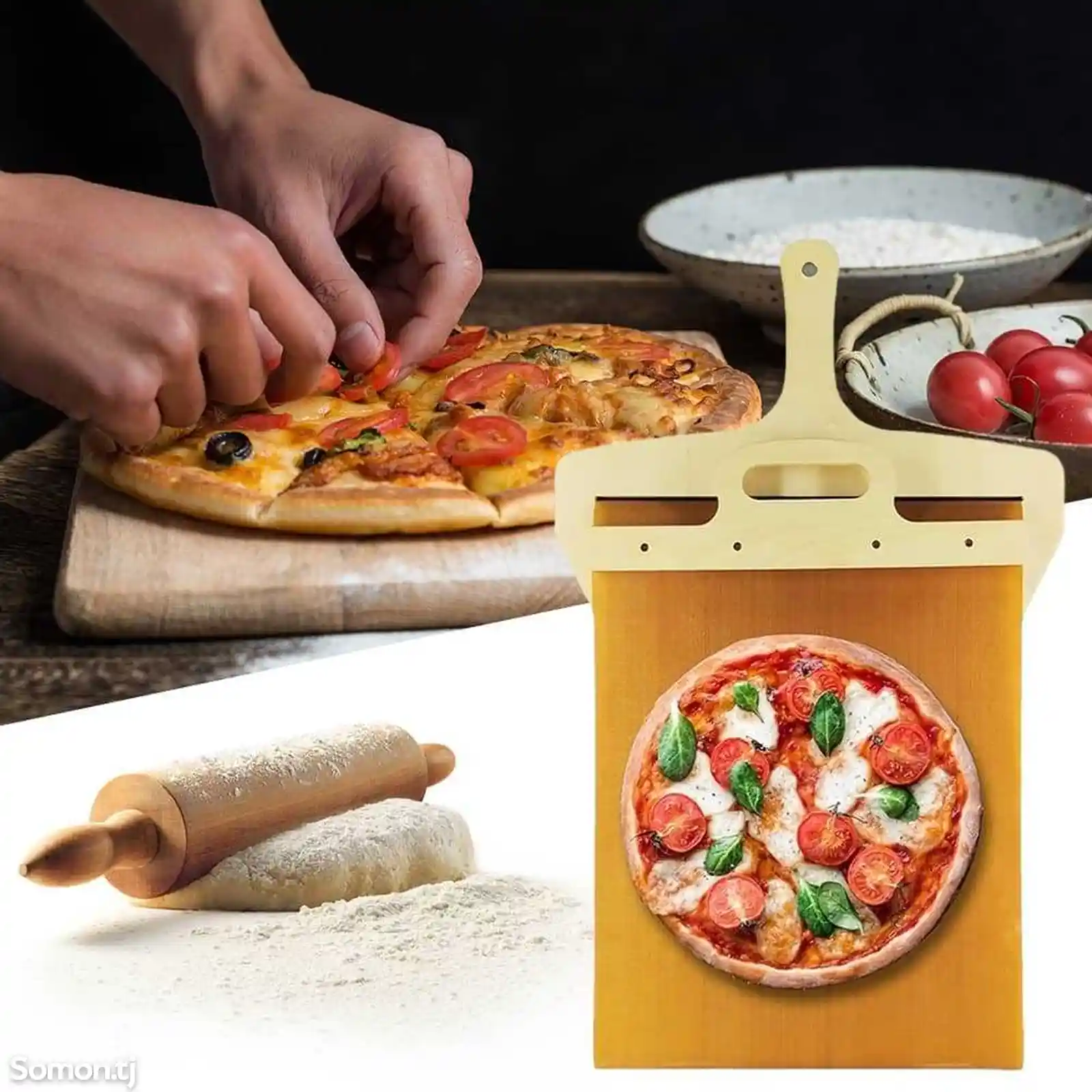 Деревянная выдвижная лопатка для очистки пиццы-2