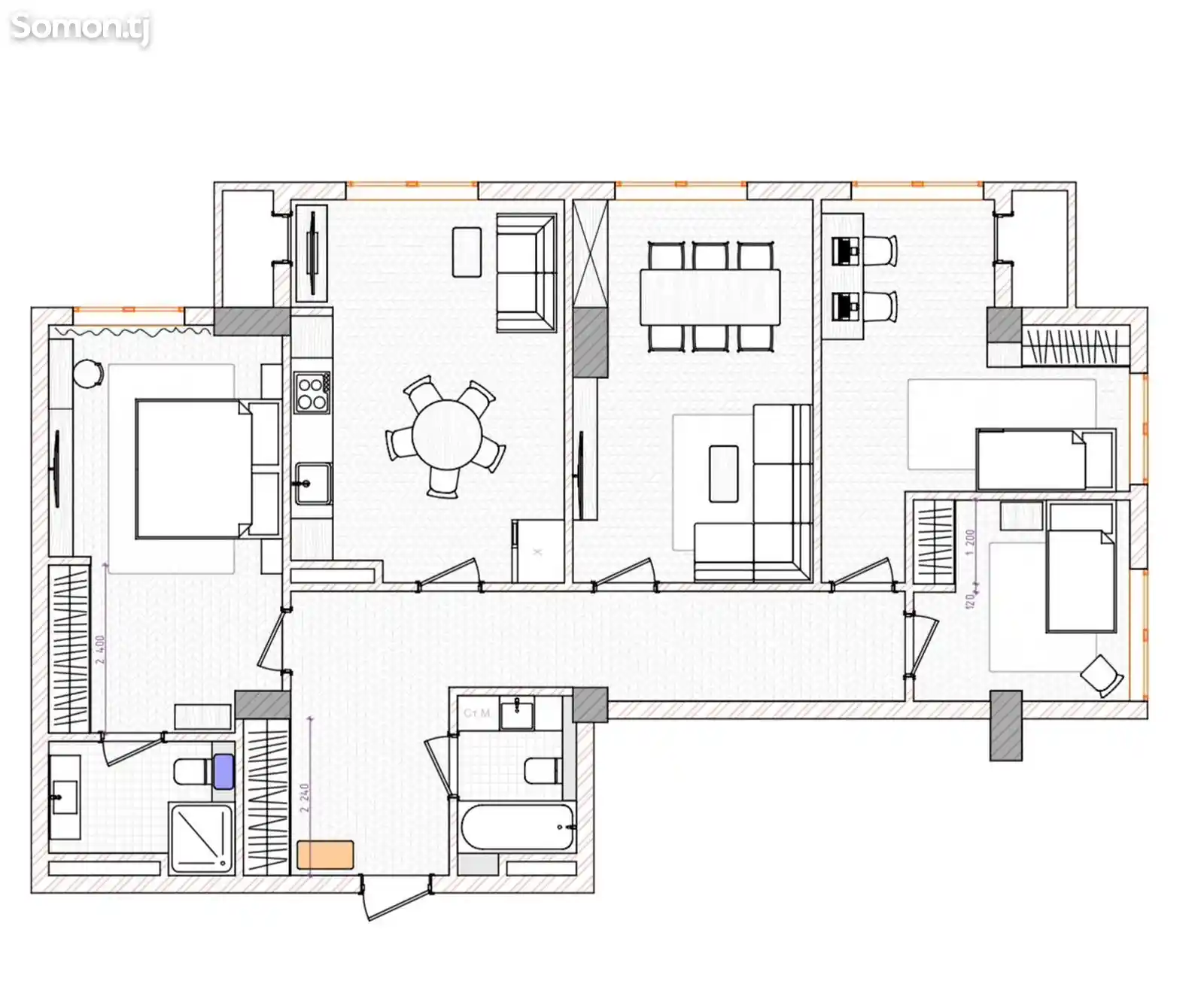 4-комн. квартира, 14 этаж, 117 м², зелёный базар-2