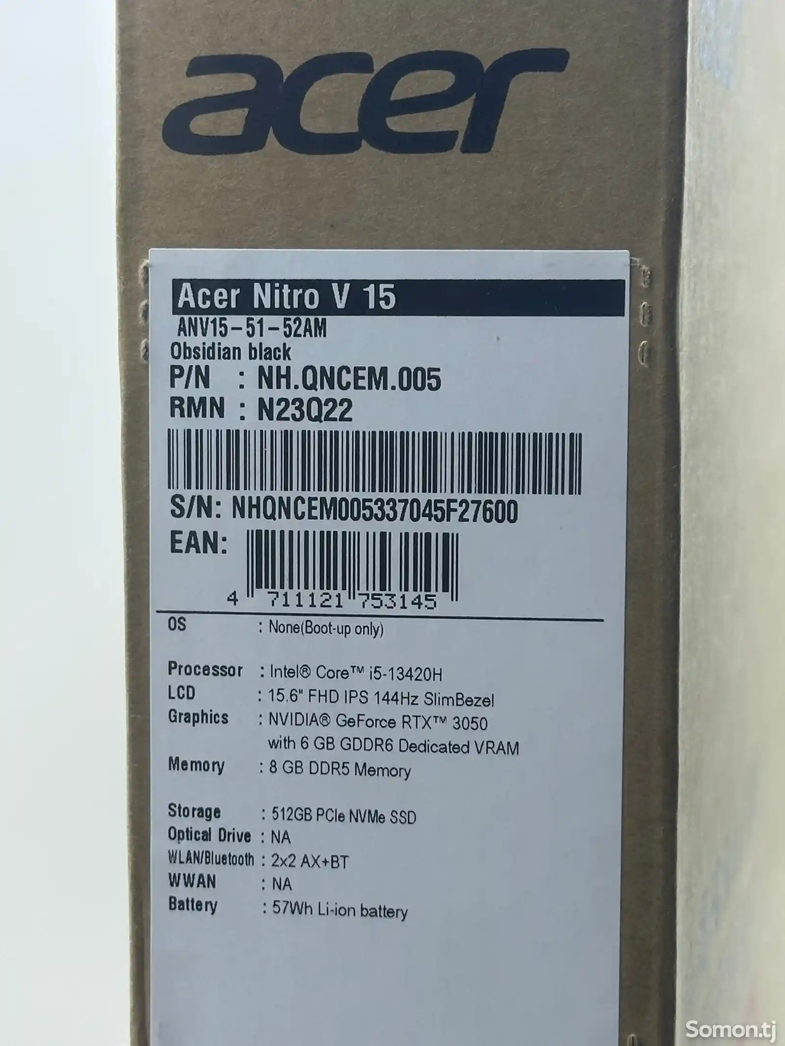 Ноутбук Acer Nitro V15/intel i5-13420H/Ram 8gb/Ssd 512gb/15.6 FHD ips 144hz/RTX 3050 6gb-5