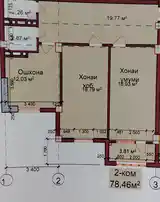 2-комн. квартира, 3 этаж, 78 м², назди ошхонаи Баҳор-2