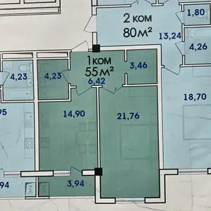 1-комн. квартира, 6 этаж, 56 м², Гулистон, Бонк эсхата