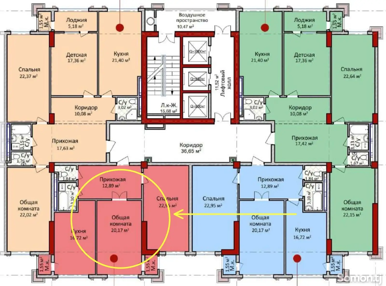 3-комн. квартира, 14 этаж, 84 м², Шохмансур-5