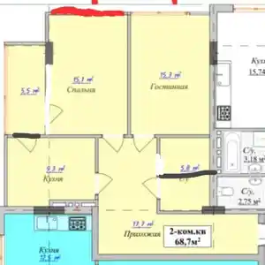 2-комн. квартира, 3 этаж, 68 м², 18 мкр