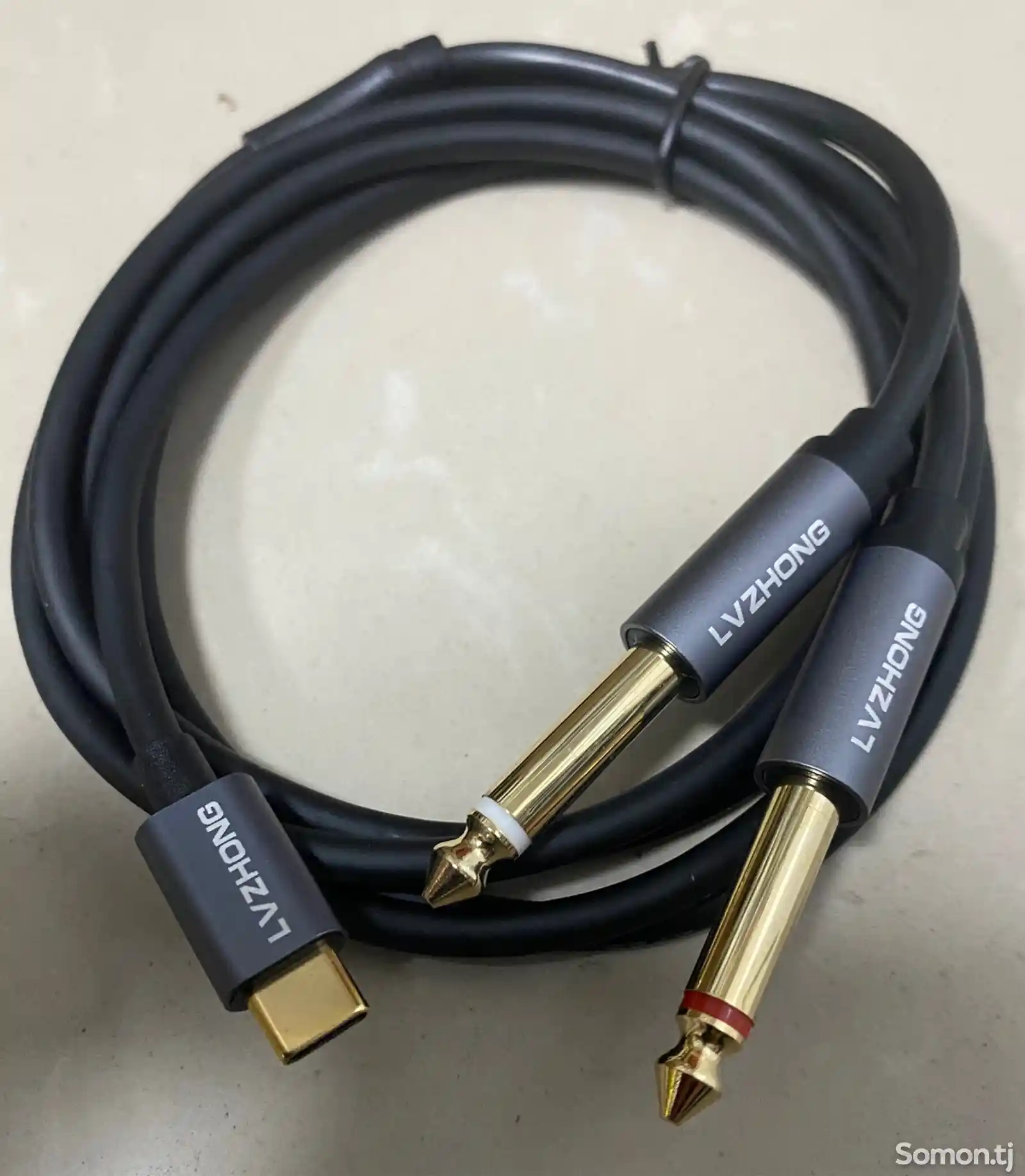 Кабель 1x USB-C- 2x JACK 6,3 1.5м-1