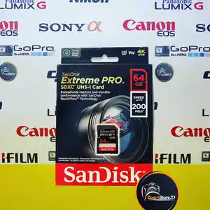 Карта памяти SanDisk SD 64gb Extreme PRO UHS-I V30 200MB/s