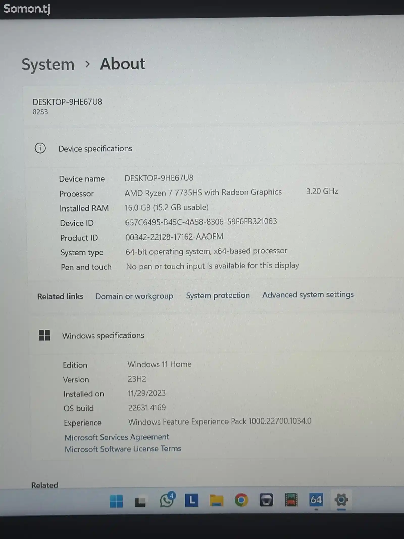 Ноутбукт Lenovo ideaPad Gaming 3/Amd Ryzen 7 7735HS-10