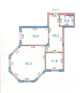 2-комн. квартира, 4 этаж, 100 м², Исмоили Сомони-2